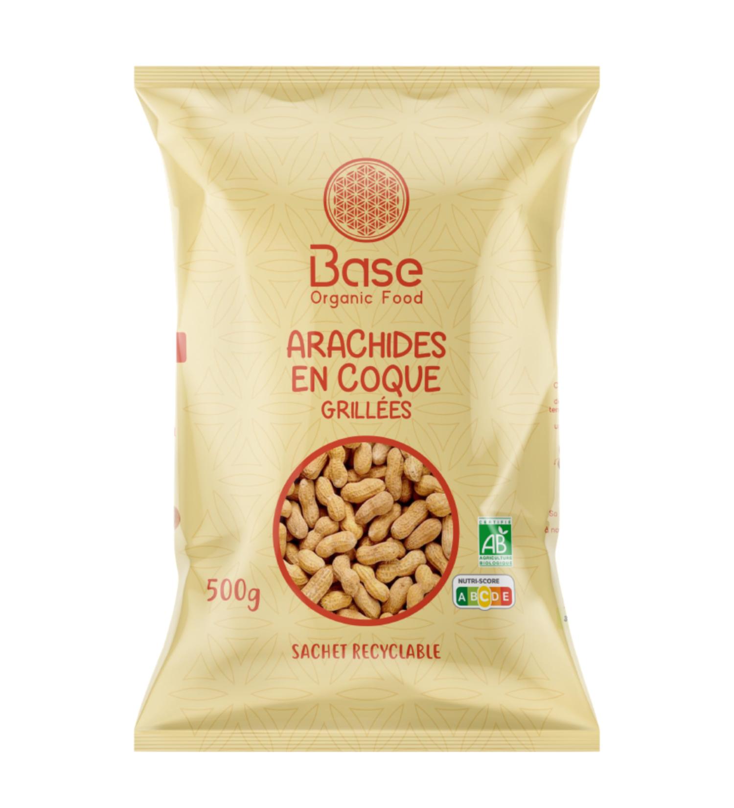 Peanuts in shells ORGANIC 500g | Roasted & 100% Natural Peanuts | JUMBO Peanuts | ORGANIC | IDEAL Snack or Appetizers | Non-GMO | Vegetarian and Vegan | BASE ORGANIC FOOD - Buy Online on GoSupps.com