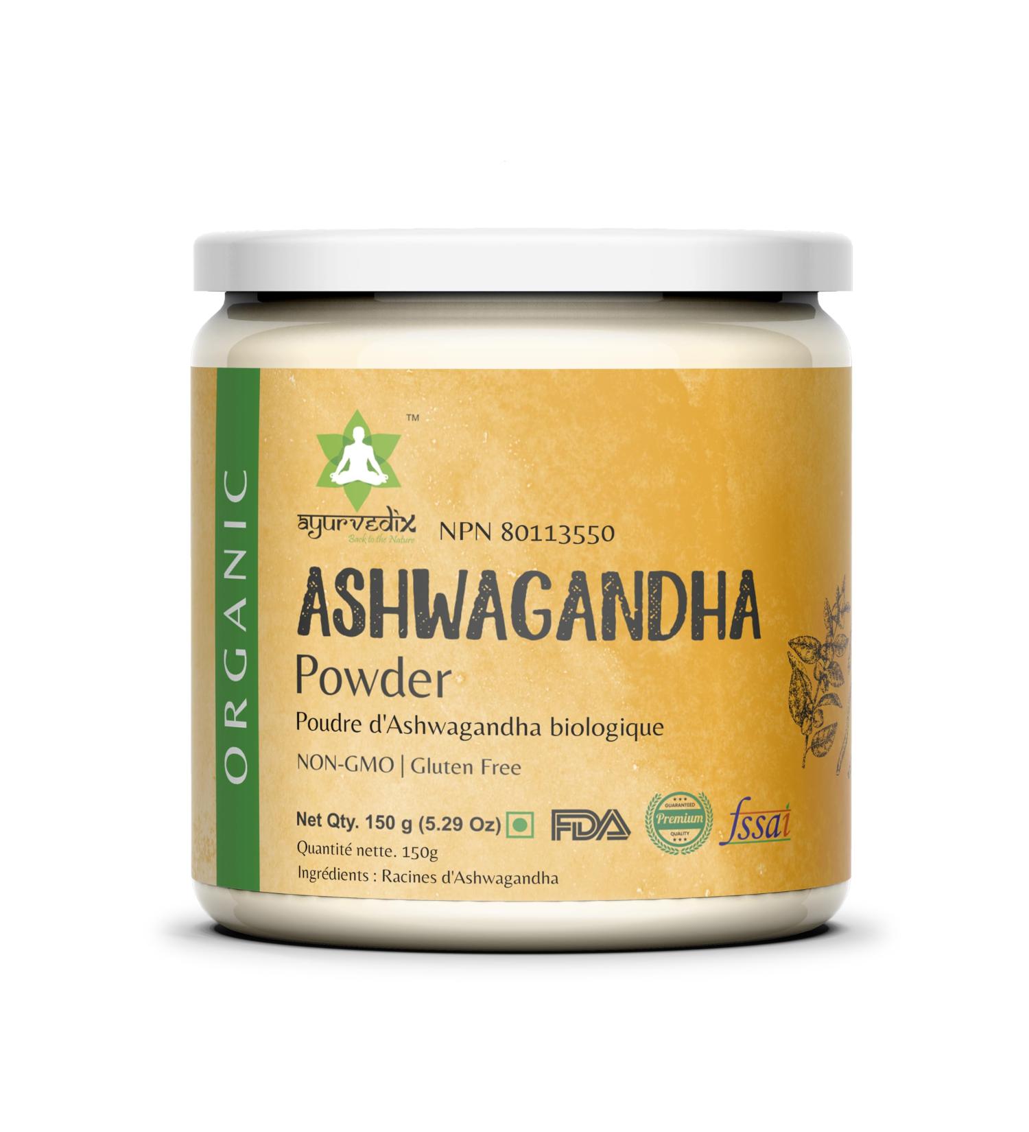 Ayurvedix Organic Ashwagandha Root Powder - 150g Withania Somnifera Powder from India - Buy Online on GoSupps.com