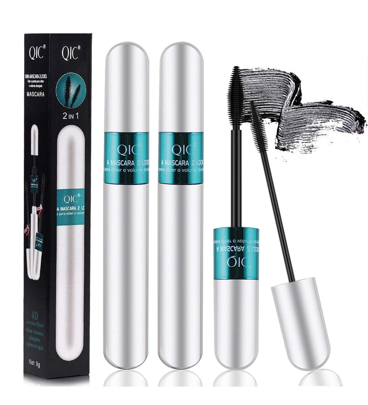 Lash Cosmetics Vibely Mascara Vibely Mascara 5x Longer Waterproof 4D Silk Fiber Lash Mascara 2 in 1 Mascara for Natural Lengthening and Thickening Effect Boxed Package (1 Pcs)