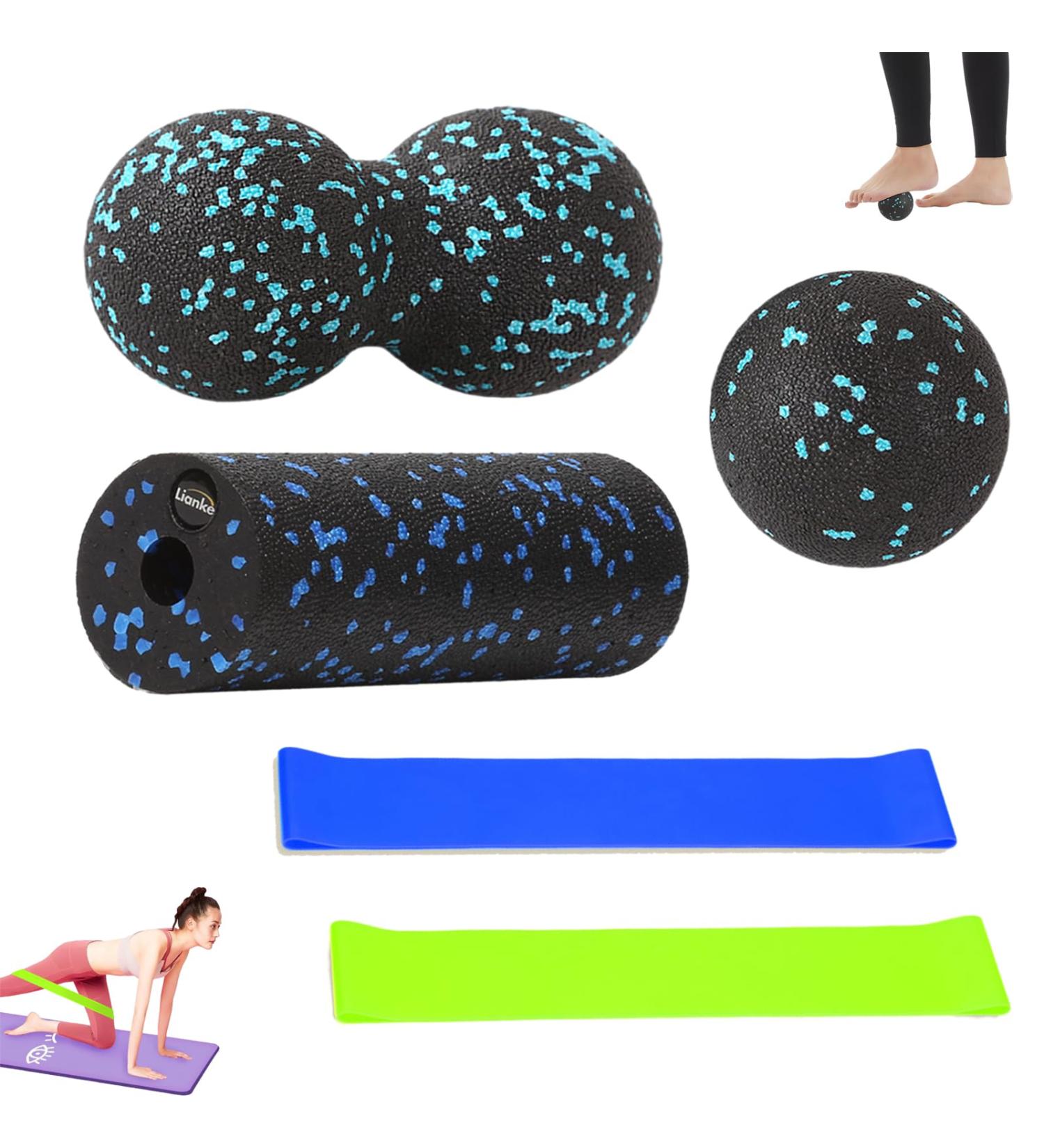 5-Piece Hand-Free Massage Ball Set - Fascia Balls & Stretch Bands for Muscle Pain Relief | Trigger Point Release Tool - Buy Online on GoSupps.com