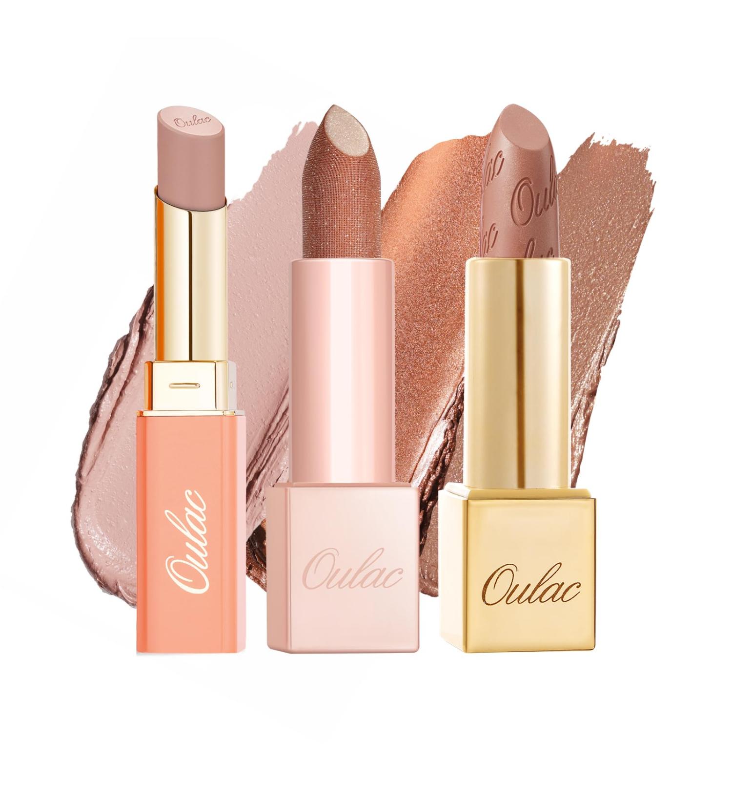 Oulac Lipsticks Set for Women - Nude Lipstick Kit Creamy Texture Hydrating Lip Include Sensual Glow Satin Lipstick Metallic Shine Lipstick and Infinity Mositure Lipstick(SG01 +MSD10+PG06) - Buy Online on GoSupps.com