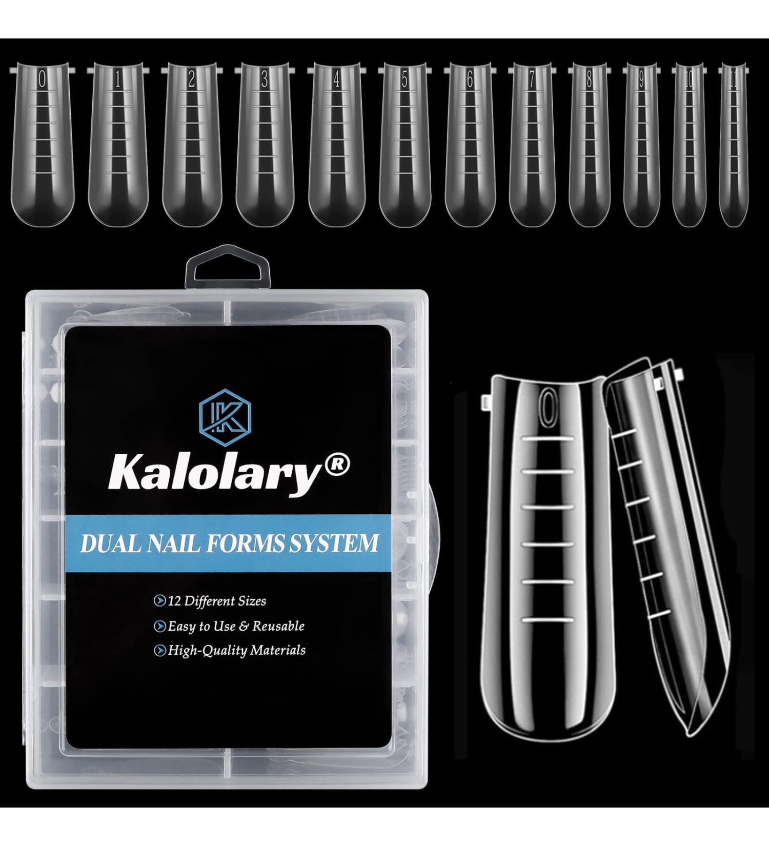 Kalolary 120pcs Dual Nail System Forms - Full Cover Gel Nail Tips for Acrylic Nail Art Extension 12 Sizes with Scale - Buy Online on GoSupps.com