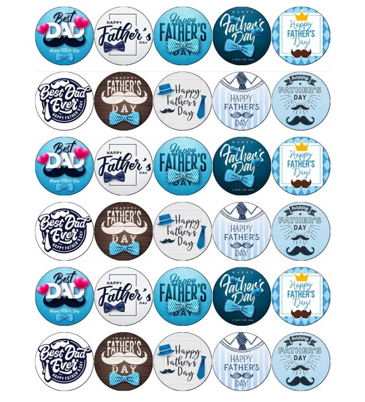30 Fathers Day Dad Cupcake Toppers Edible Wafer Paper Fairy Cake Toppers Birthday Cake Decorations
