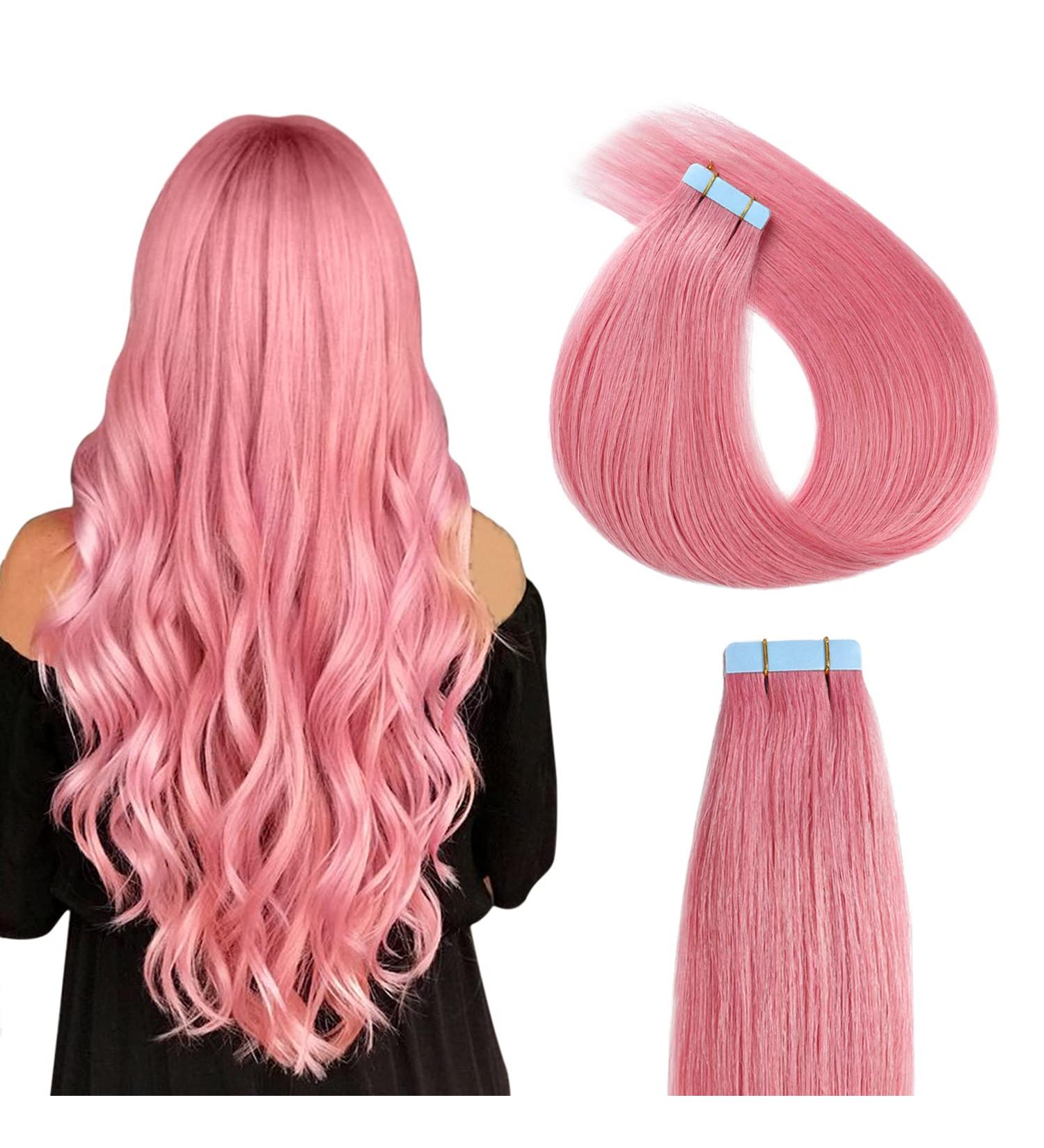 Yilite Hot Pink Tape In Hair Extensions 40cm - Real Hair 10 Pieces 20g Invisible Silky Straight Skin Weft - Buy Online on GoSupps.com