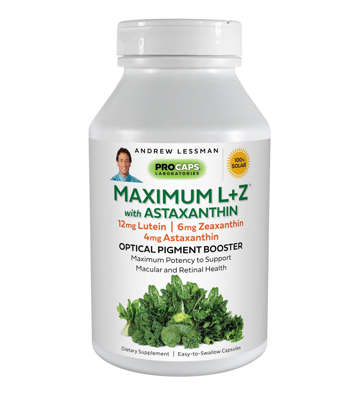 ANDREW LESSMAN Maximum L+Z with Astaxanthin 120 Softgels - Eye and Brain Health Support - 12mg Lutein, 6mg Zeaxanthin, 4mg Astaxanthin - Promotes Healthy Vision - 120 Count - Buy Online on GoSupps.com