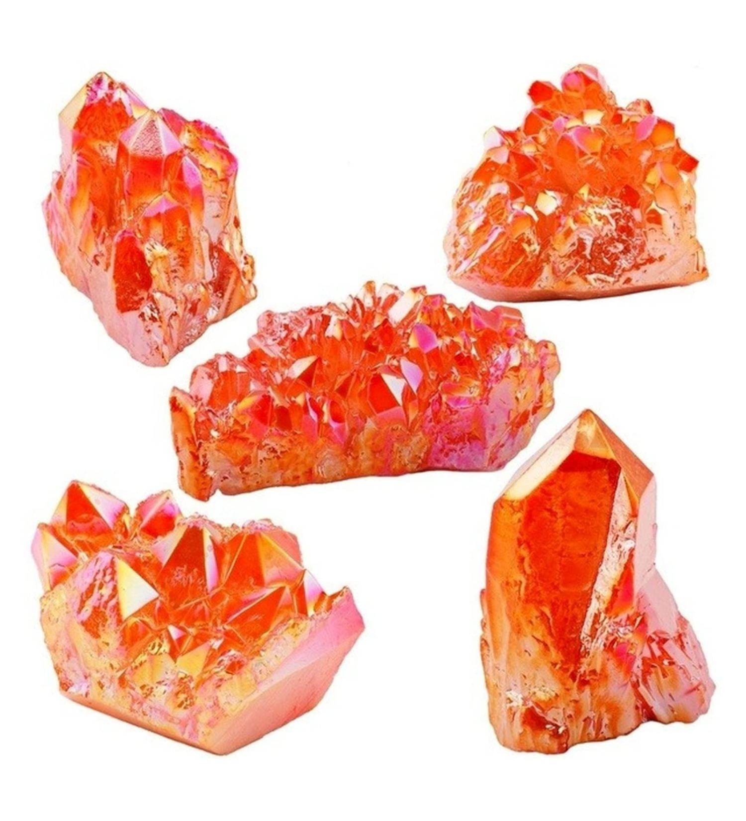 Natural Crystal Rough 100g Crystal Rainbow Orange Titanium Coated Crystal Cluster Quartz Drusy Geode Gemstone Specimen - Buy Online on GoSupps.com