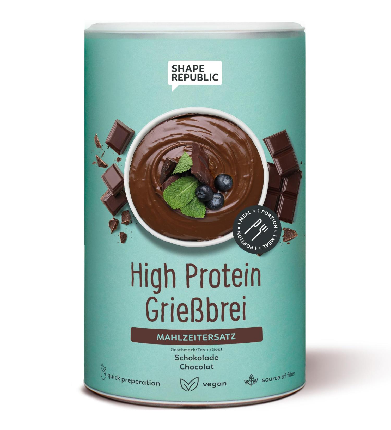 SHAPE REPUBLIC Semolina Porridge Chocolate - High Protein Only 221kcal Quick & Easy - 14 Servings - Buy Online on GoSupps.com