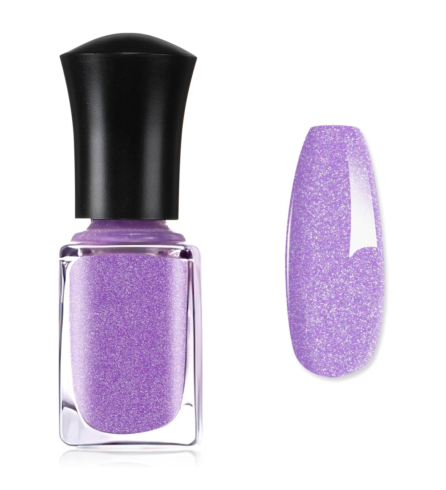 Glitter Nail Polish Long Lasting Quick Dry Nail Varnish Odorless Gel Based Formula Nail Varnish Set for DIY Nail Art Manicure-No Need Use UV Lamp Purple  - Buy Online on GoSupps.com