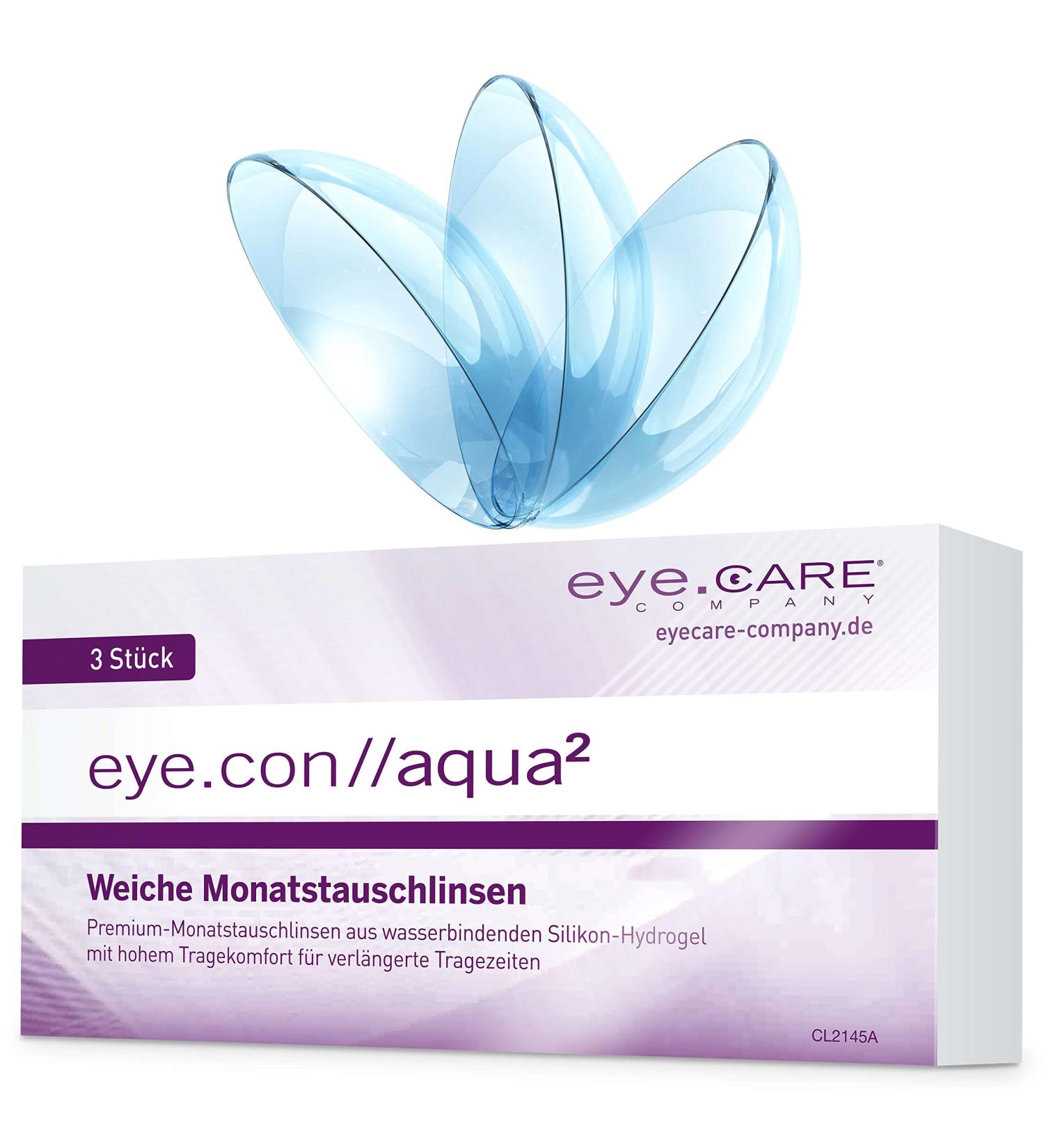 Eye.con Aqua Soft Monthly Lenses - UV Protection Sillikon Hydrogel -4.50d for Sensitive Eyes | 55% Water BC 8.4mm Dia 14.2mm - 3 Series Box - Buy Online on GoSupps.com