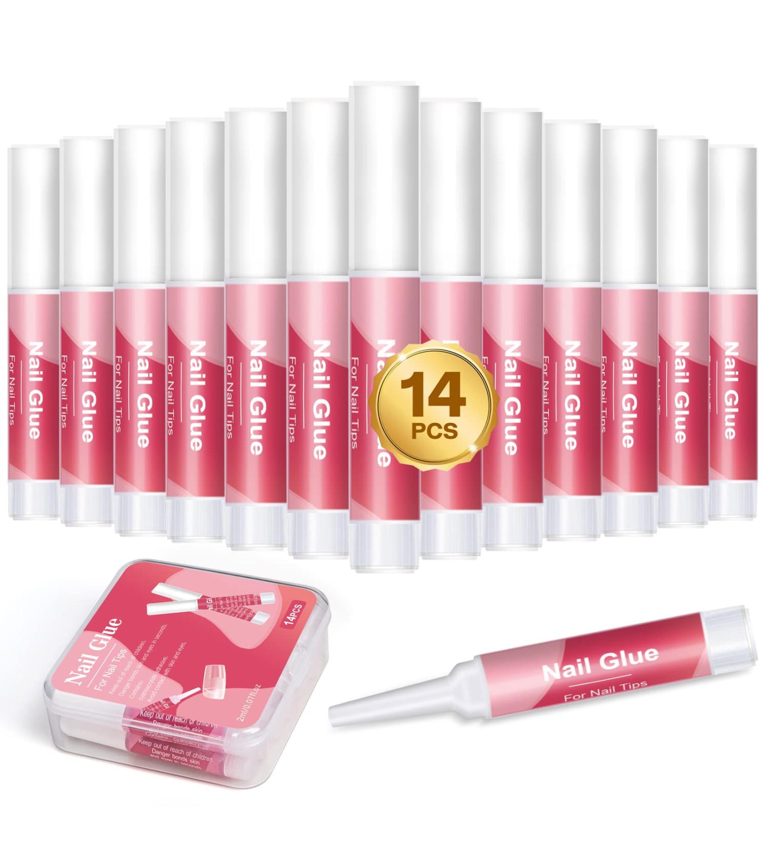 Krofaue 14PCS Nail Glue for Press On Nails - Long-Lasting, Super Strong Acrylic and Gel Glue for Salon-Quality Nails at Home - 0.07oz/2ml per Piece - Buy Online on GoSupps.com