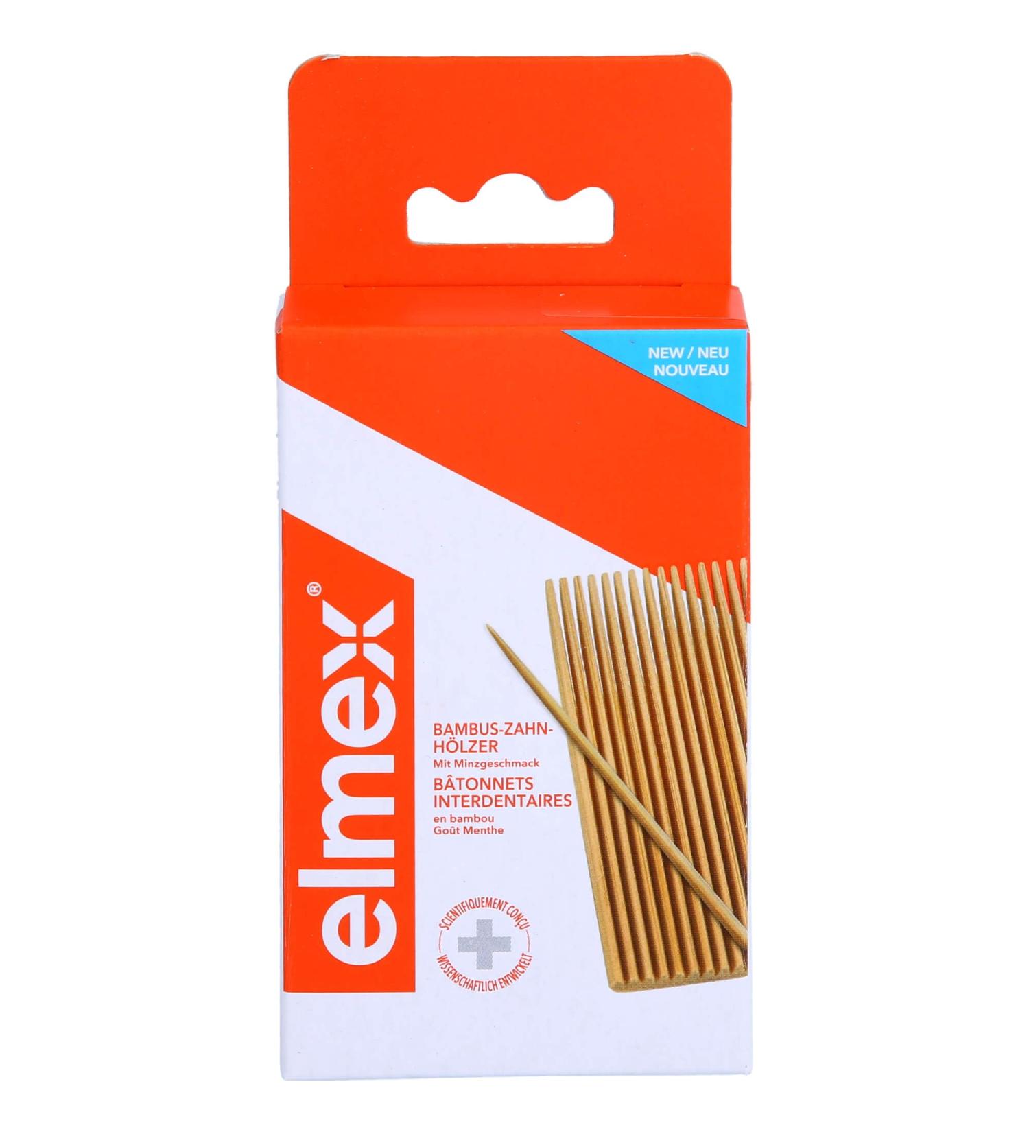 Elmex Bamboo Toothpicks with Mint Flavor - 96 Pieces (20.00 m) | Eco-Friendly Dental Care - Buy Online on GoSupps.com