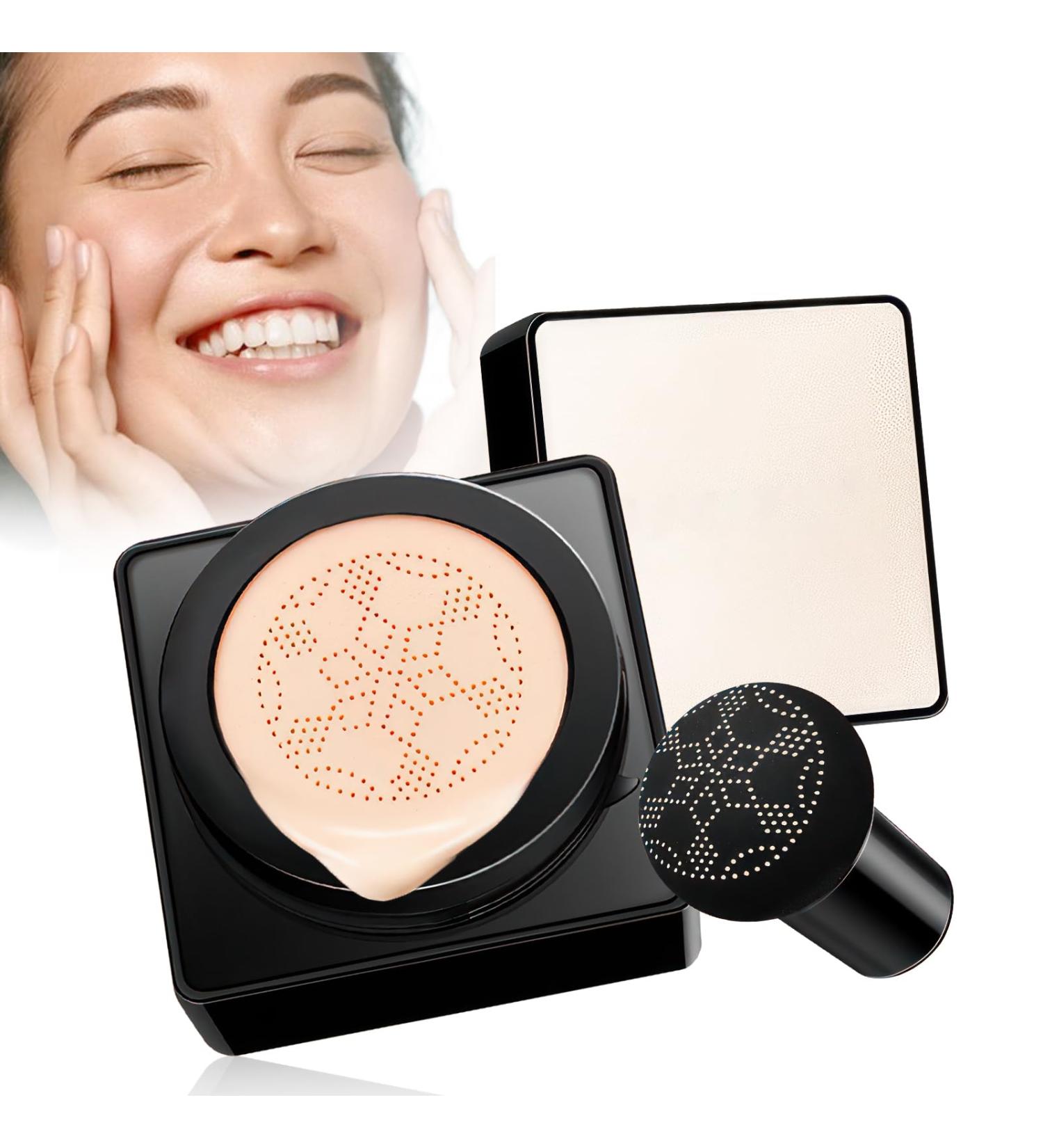 Mushroom Head Air Cushion CC Cream - Long-Lasting & Waterproof New Mushroom Head Screw Lid Concealer Makeup Base for All Skin Types Create Natural Face Makeup (Natural) - Buy Online on GoSupps.com
