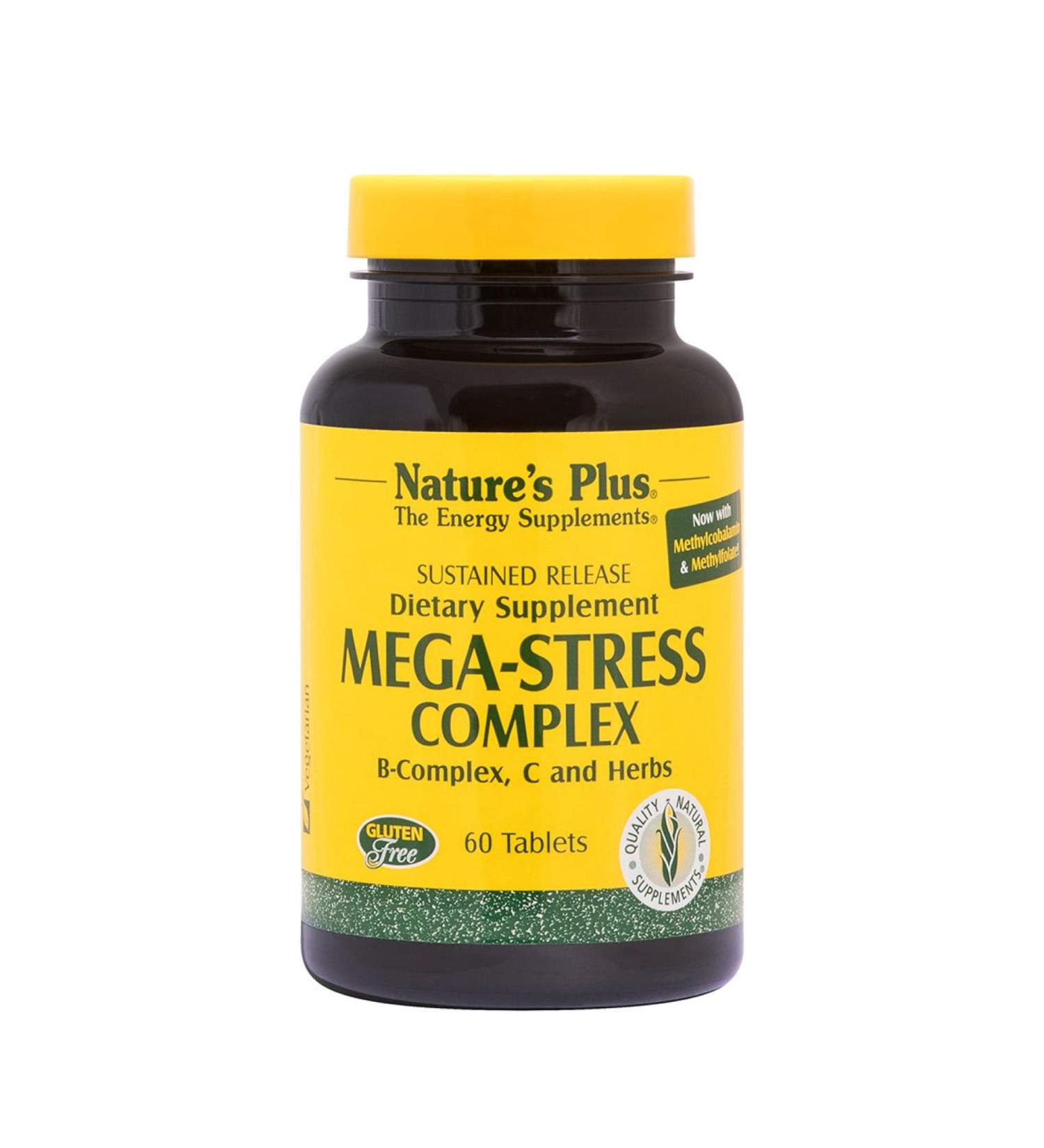 Nature's Plus Mega-Stress Complex 90 Tablets - Stress Relief Formula - Buy Online on GoSupps.com