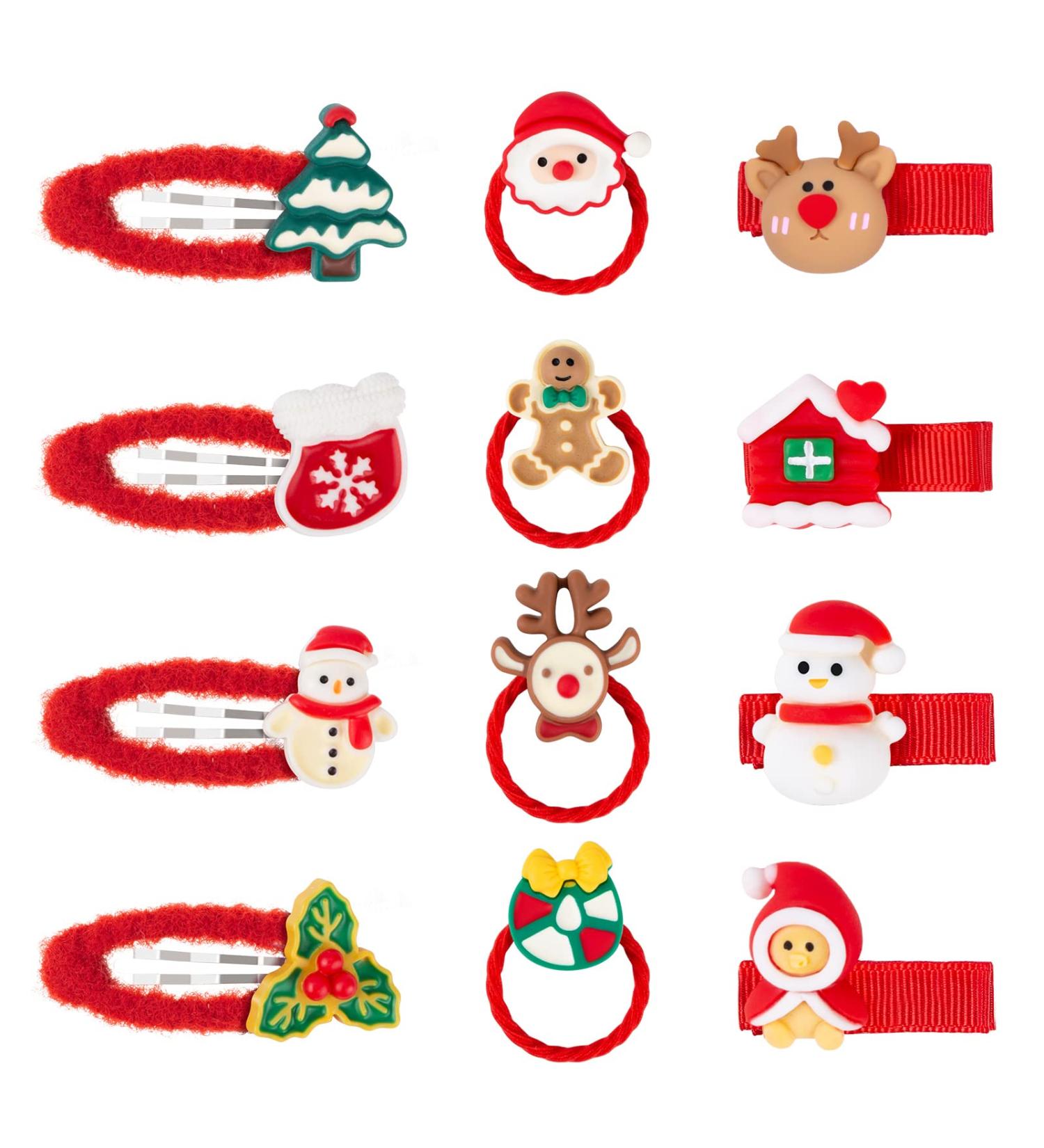 12 Pieces Christmas Girls Hair Accessories Set Hair Clips and Hair Ties Christmas Snap Hair Clips Women Snap Barrette Hairband Girls Hairpin for Children and Adults style 1 - Buy Online on GoSupps.com