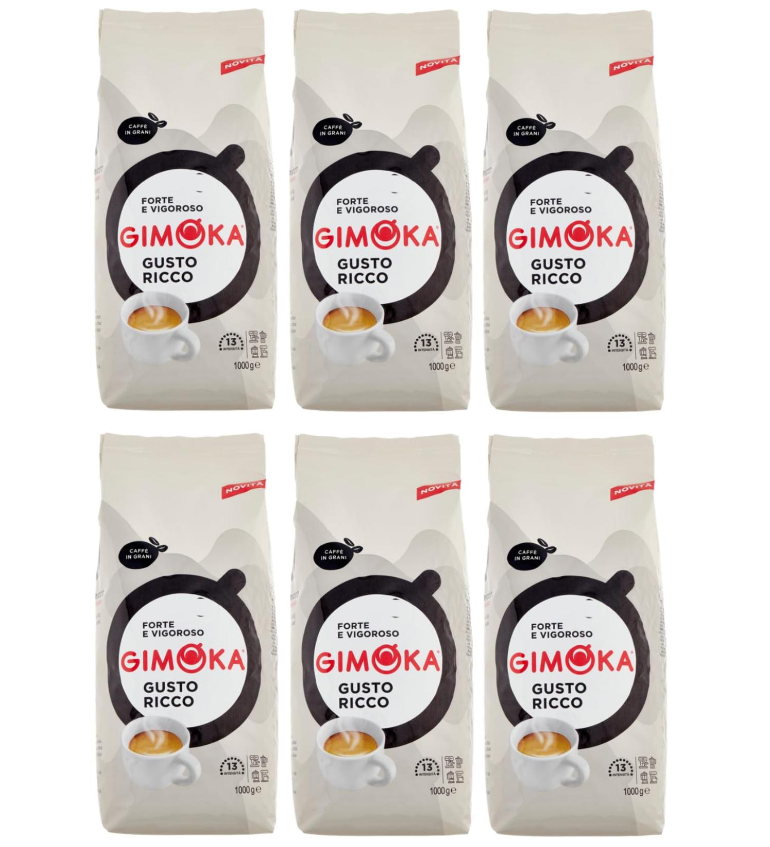 Gimoka Ricco Caff Set of 6 Grani Coffee Makers Roasted Coffee Bean Blend 1 kg - Buy Online on GoSupps.com
