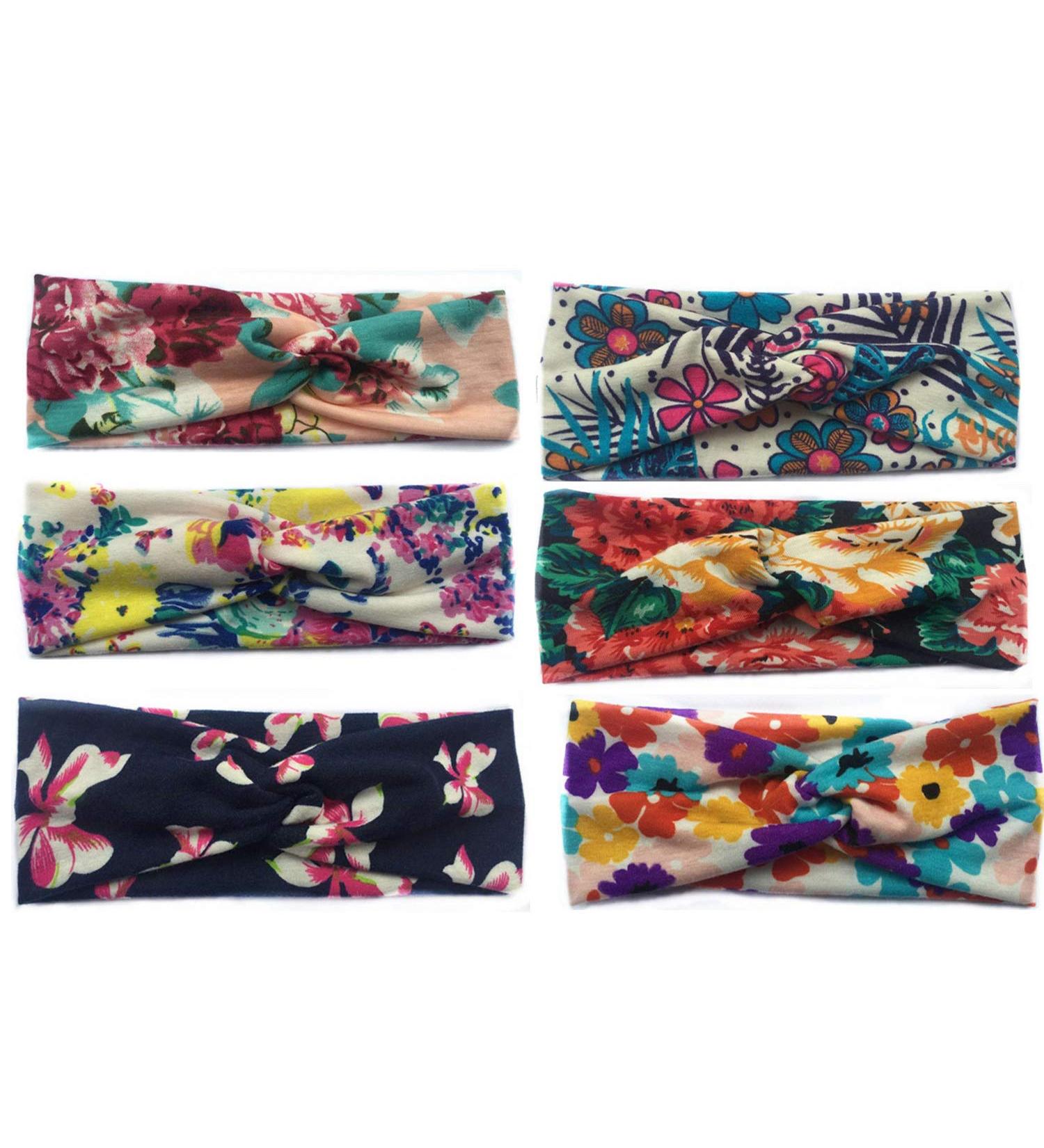 Vellette Women's Floral Printed Headbands - Soft Cotton Knitted Turban 6PC Set for Yoga & Fashion - Buy Online on GoSupps.com