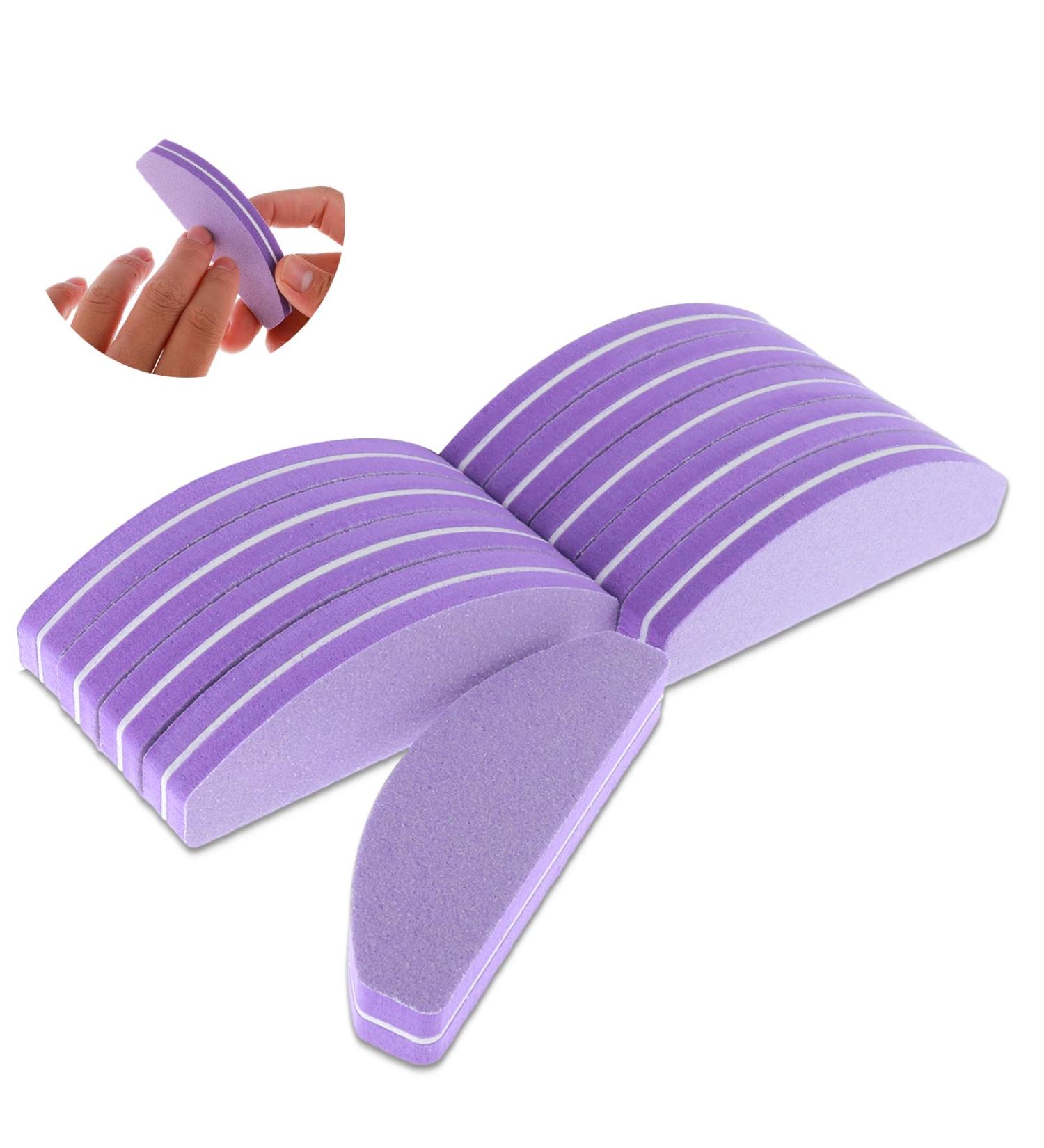 10 Pieces Professional Nail File Set - 100/180 Grit Washable Double-Sided Buffer for Gel Nails - Perfect for Nail Studios & Home Use - Purple - Buy Online on GoSupps.com