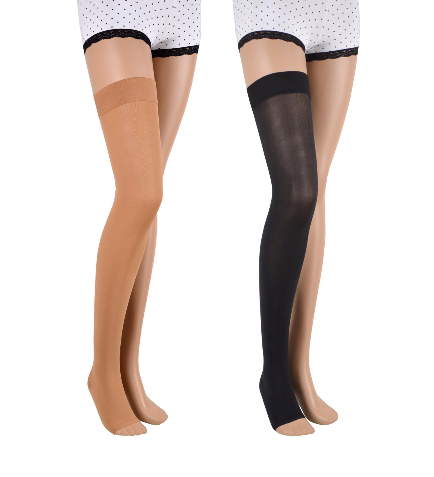 23-32 mmHg Assistica Medical Compression Stockings - Open Tip Silicone Tape Small (158-170 cm) for Men & Women - Black - Buy Online on GoSupps.com