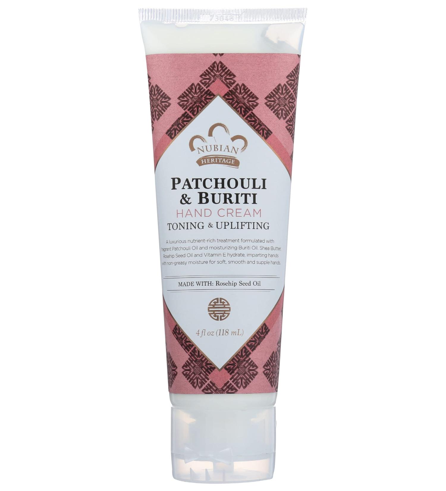 Nubian Heritage Patchouli & Buriti Hand Cream Toning & Uplifting 4 Oz (Pack of 3)