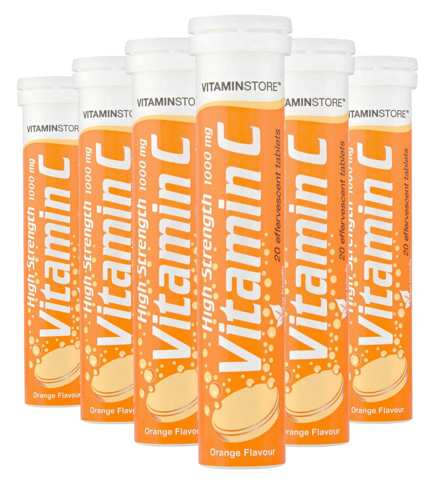 120 Vitamin C Orange 1000mg Effervescent Tablets *6 Packs of 20* HIGH Strength 20 count (Pack of 6) - Buy Online on GoSupps.com