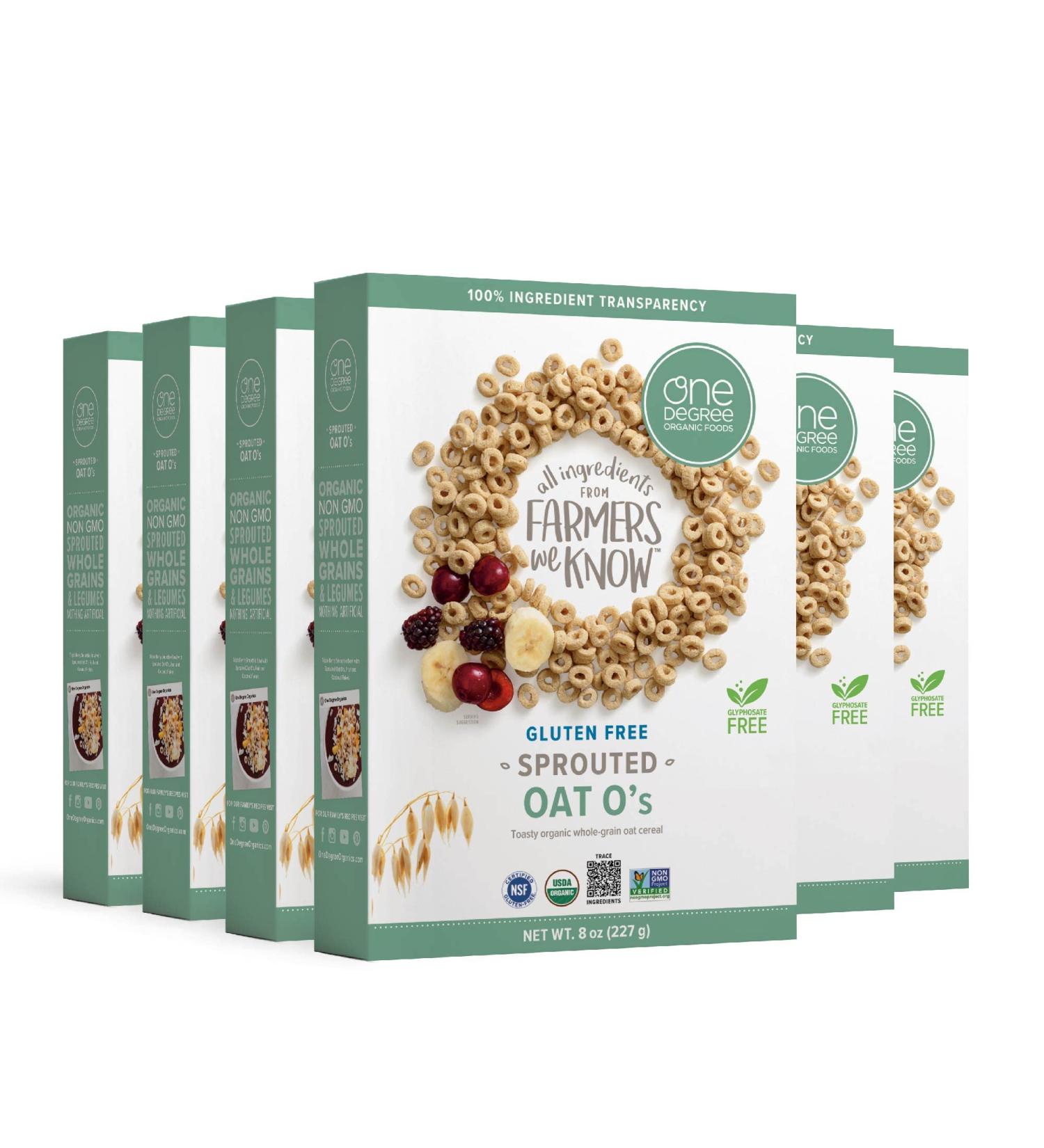 One Degree Organic Foods Sprouted Oat Oâs  Non-GMO  USDA Organic Oat Cereal  8 oz.  6 pack Oat O's 8 Ounce (Pack of 6) - Buy Online on GoSupps.com