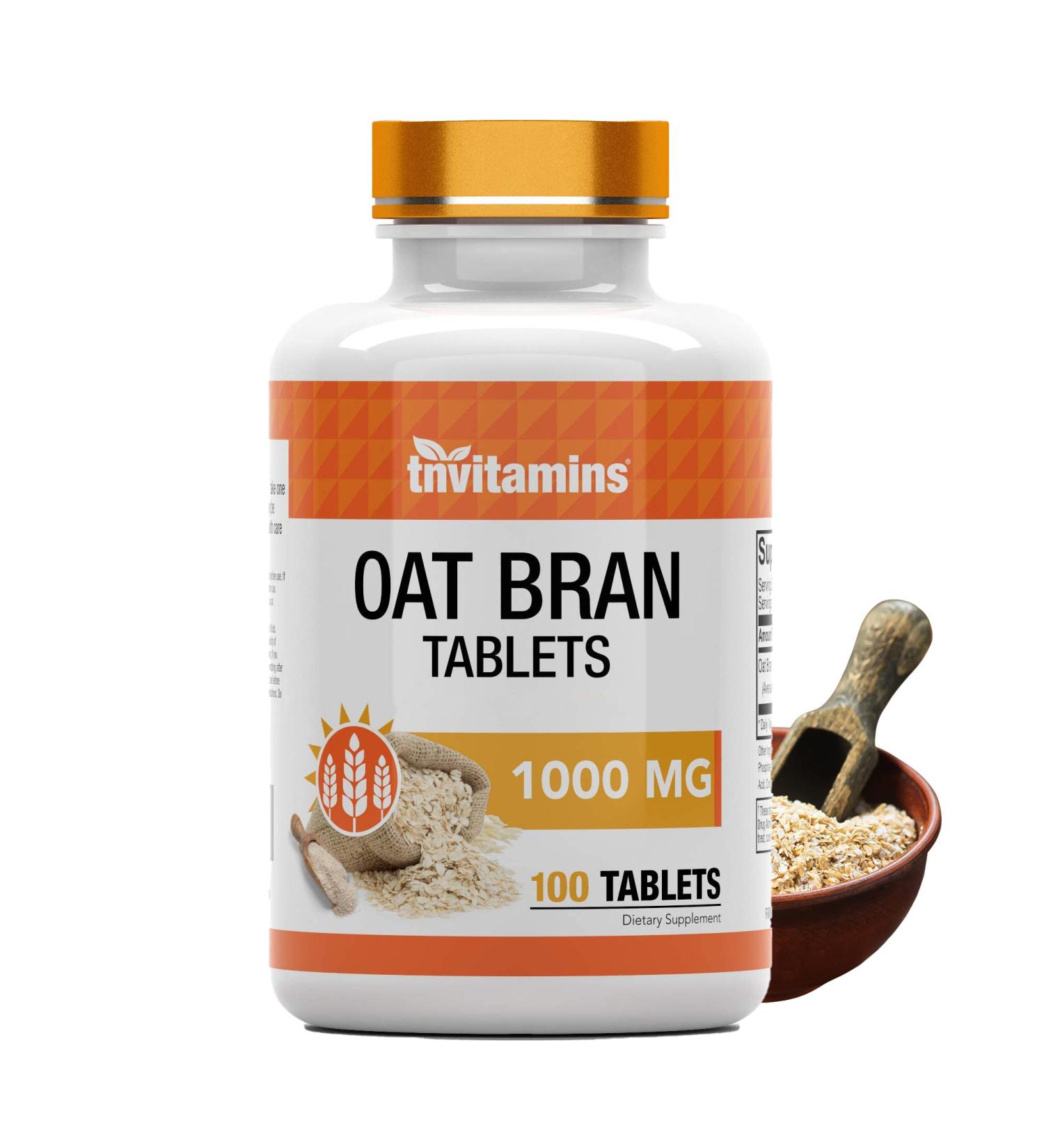 tnvitamins Oat Bran Tablets | 100 Tablets x 1 000 MG per Tablet | Oat Fiber Tablets | Soluble & Dietary Fiber Supplement | Supports Digestive Health * | High Potency Formula - Buy Online on GoSupps.com