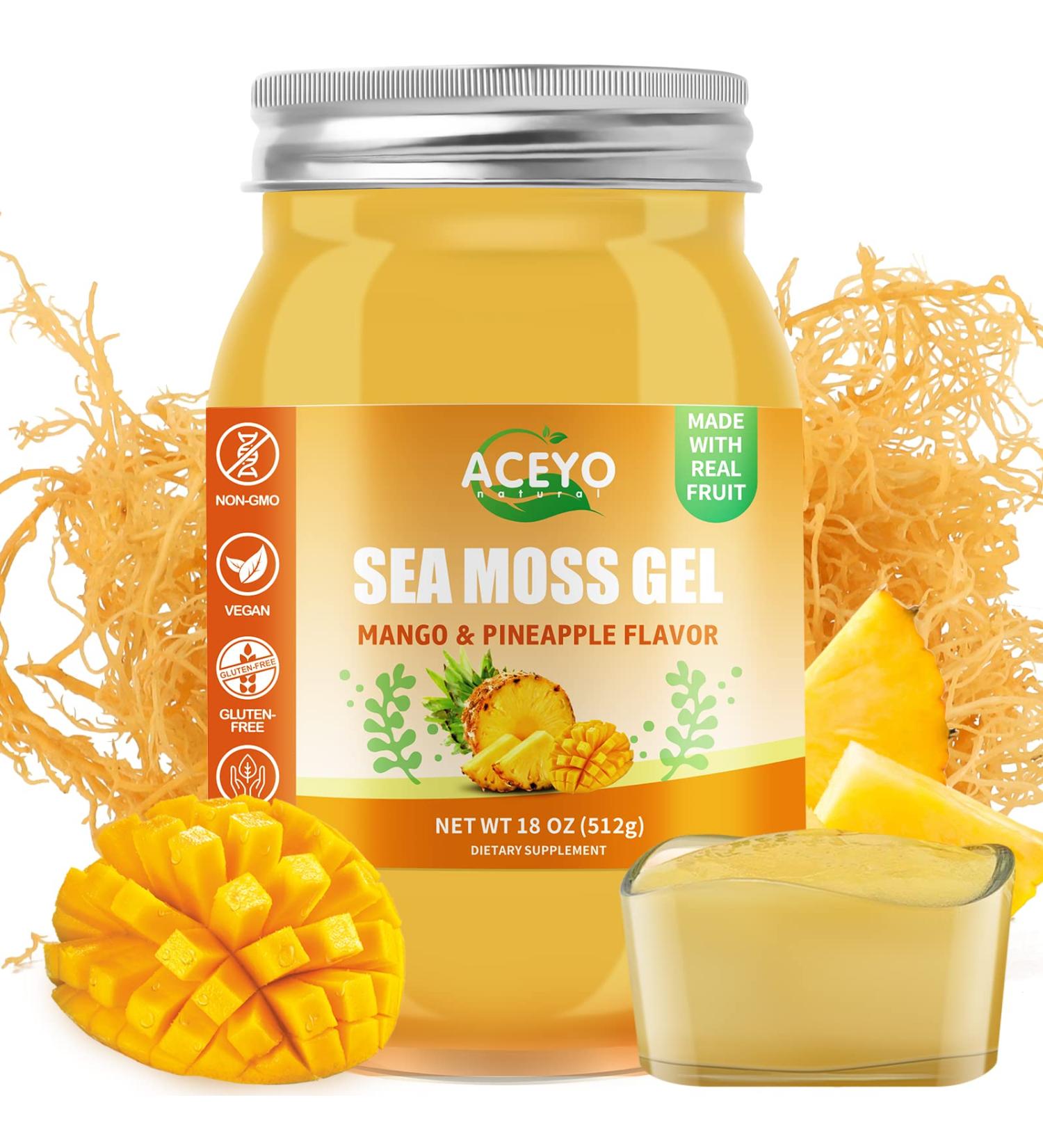 (18 OZ) Irish Sea Moss Gel Raw Vegan Mango Pineapple Flavor 102 Vitamins and Minerals Wild Harvested Non-GMO Mango Pineapple 1.13 Pound (Pack of 1) - Buy Online on GoSupps.com