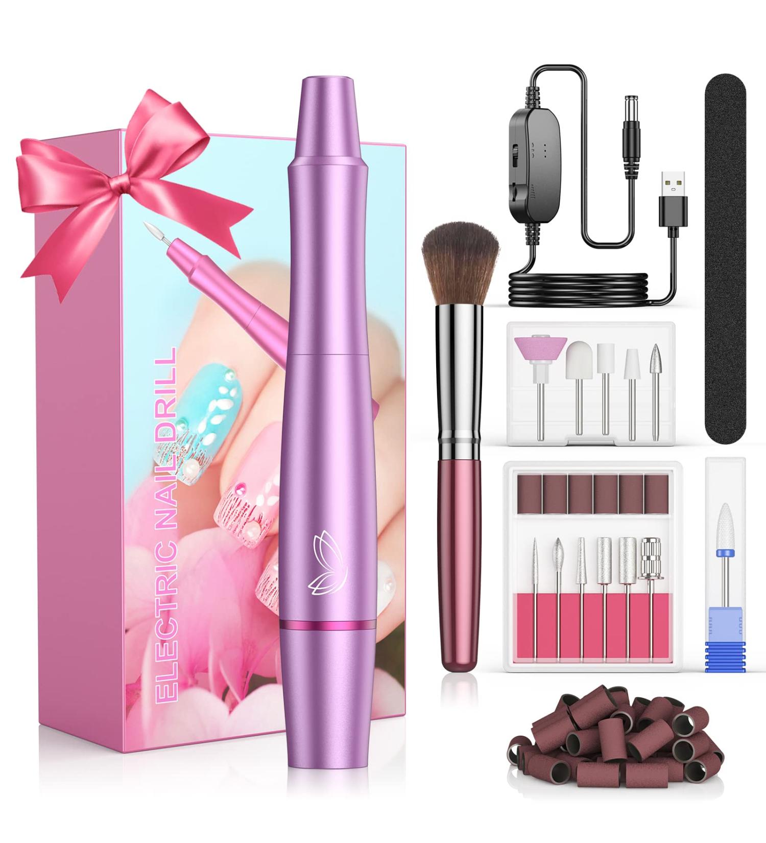 Professional Electric Nail Drill Kit - 23000RPM Adjustable Speed Manicure Pedicure Set | 12-in-1 Electric Nail File for Acrylic Nails (Purple) - Buy Online on GoSupps.com