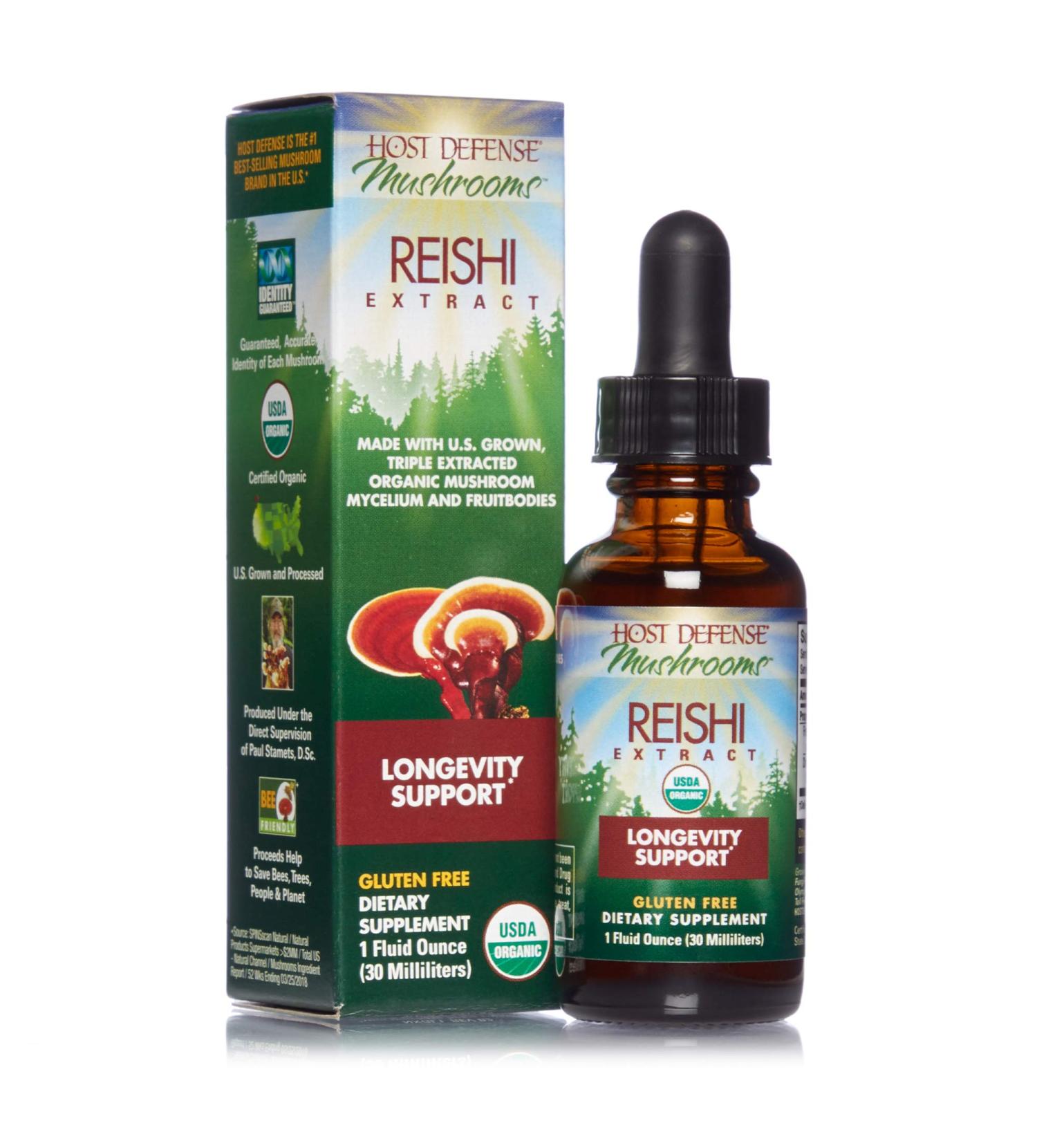 Host Defense Reishi Extract 1 fl oz - General Wellness Mushroom Supplement - Buy Online on GoSupps.com