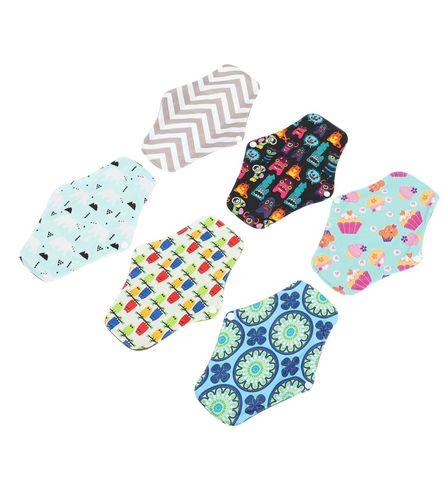 Lurrose 6pcs Washable Menstrual Pads Set for Women - Reusable Panty Liners for Convenient Period Protection - Buy Online on GoSupps.com