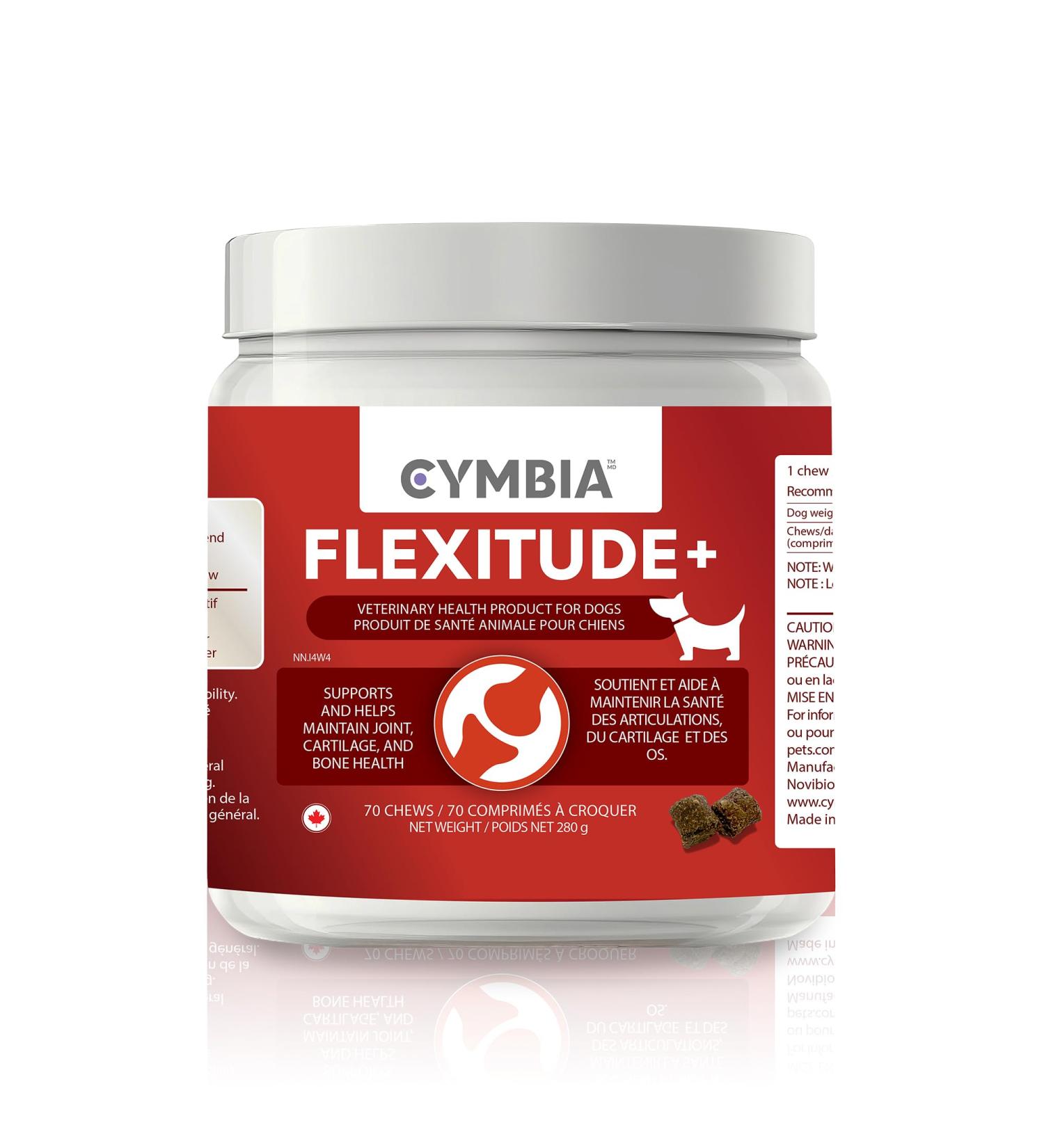 Cymbia FLEXITUDE+ Dog Hip and Joint Supplement Glucosamine for Dogs with MSM & Superfoods All-Natural Dog Supplement for Joint Pain Relief & Strengthen Bones Approx. 70 Days Supply Chicken Flavour - Buy Online on GoSupps.com