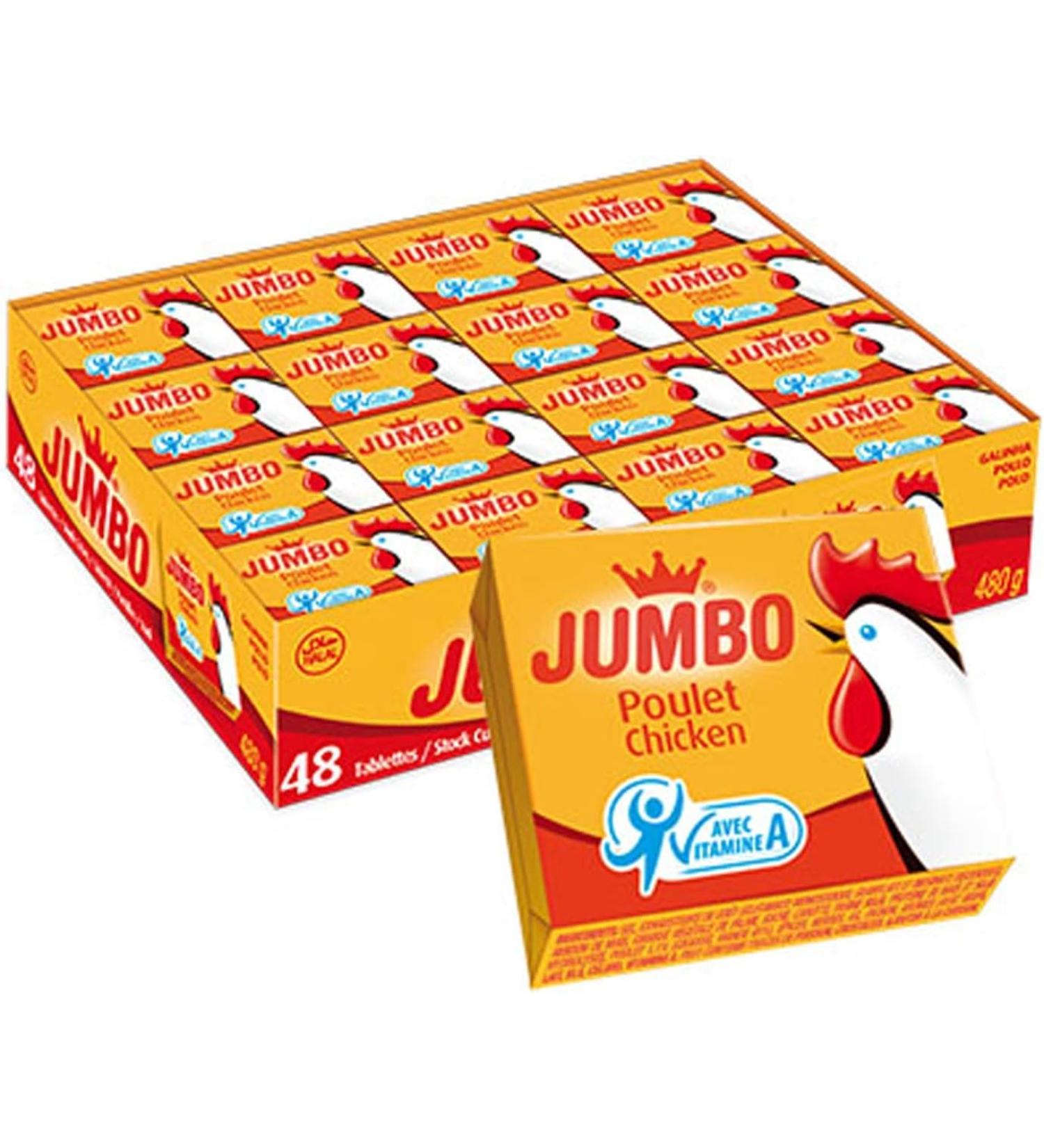 Jumbo Poulet Lot de 48 cubes de bouillon de poulet de 10 g Cubes de soupe au poulet de qualit sup rieure Assaisonnement facile des plats | Go t intense sans colorants artificiels avec Kajal - Buy Online on GoSupps.com