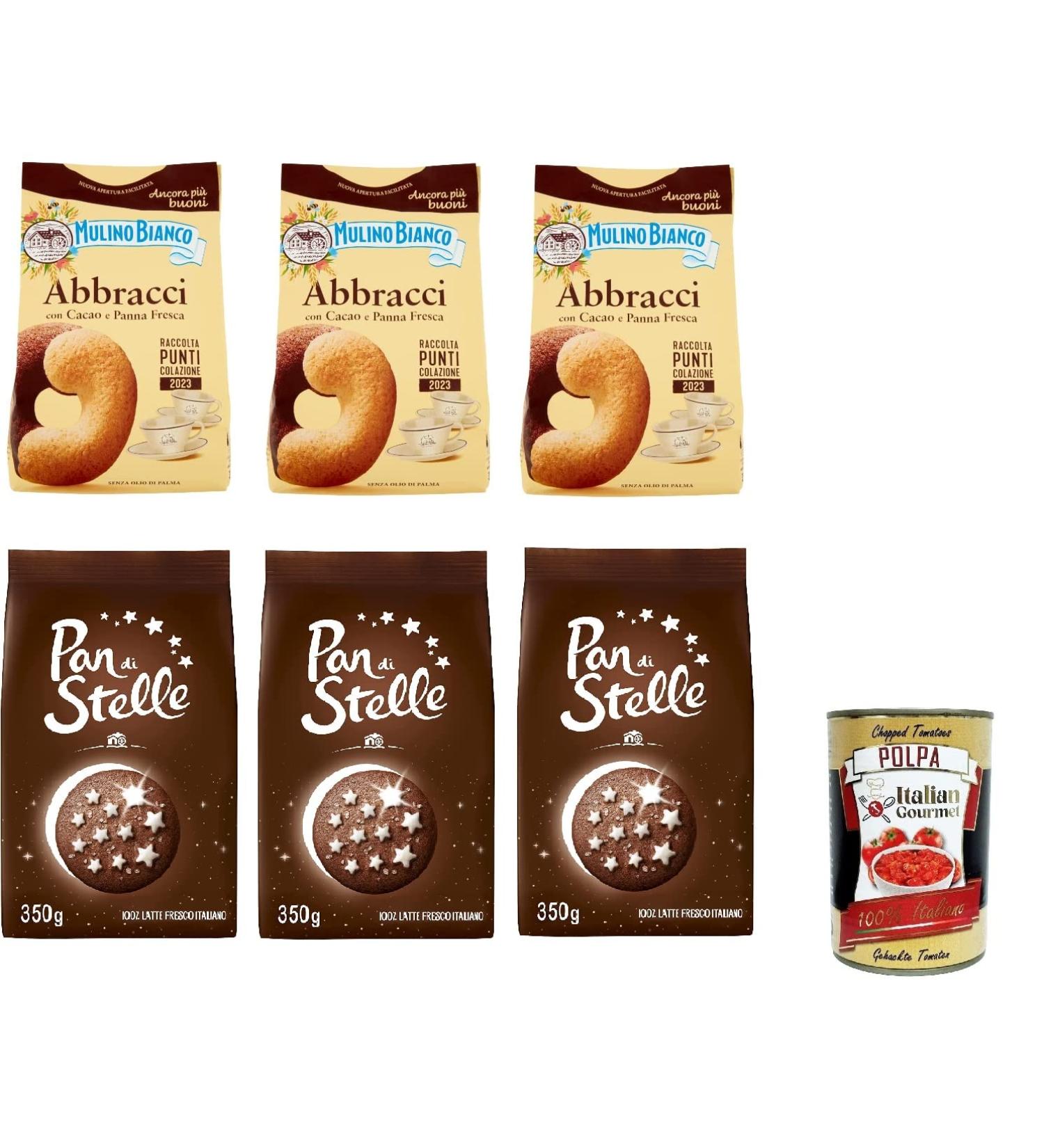  Italian Gourmet E.R. Mulino Bianco Abbracci and Pan di stelle Shortbread biscuits with cocoa and fresh cream palm oil free breakfast rich in flavour 6 x 350 g + Italian Gourmet Polpa 400 g - Buy Online on GoSupps.com
