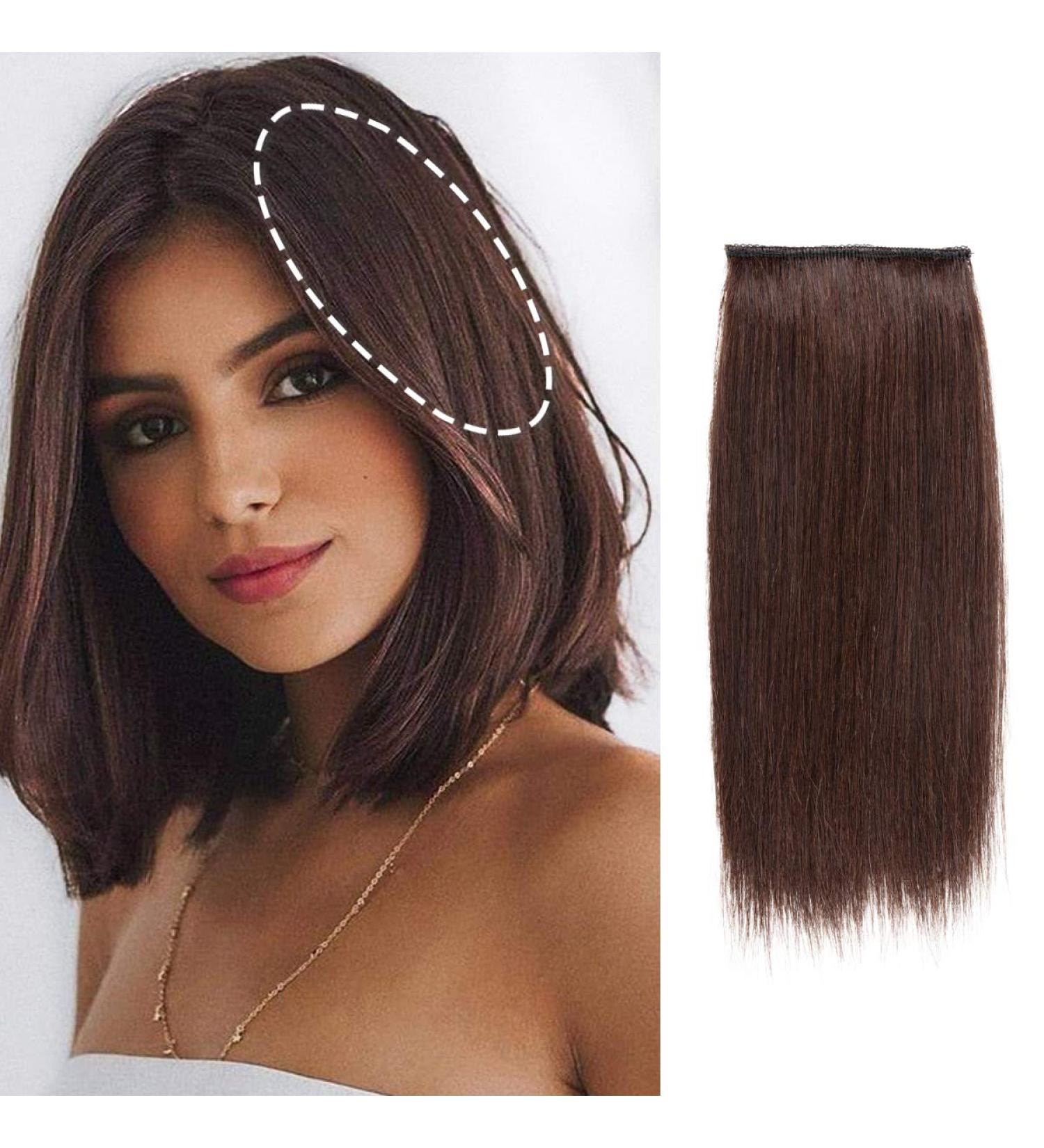 FEIPRO Real Remy Human Hair Clip in Extensions - Short Straight Thick Double Weft One Piece for Thinning Hair - 8 inch Dark Brown - Pack of 1 - Buy Online on GoSupps.com