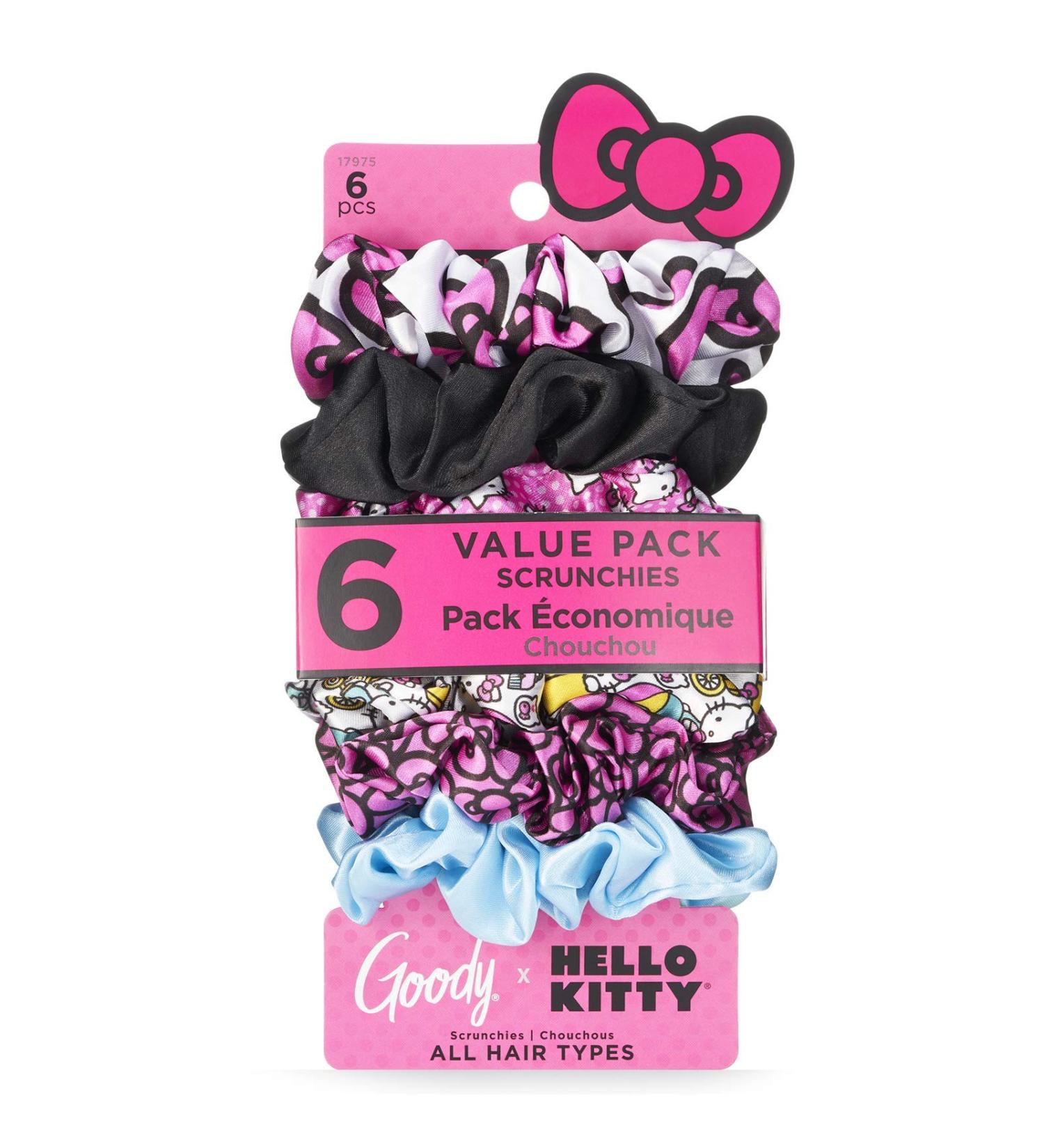 Goody x Hello Kitty Ouchless Hair Scrunchie - 6 Count Assorted - Hair Accessories for Pain-Free Styling and Securing Hair - Suitable for All Hair Types - Buy Online on GoSupps.com
