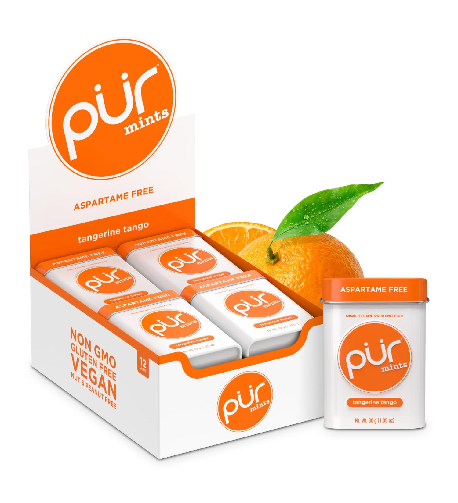 PUR Pastilles la menthe - Sans aspartame - base de xylitol - Sans sucre v g taliennes - Pastilles la menthe naturelle la saveur Tangerine Tango 30 pi ces paquet de 12 - Buy Online on GoSupps.com