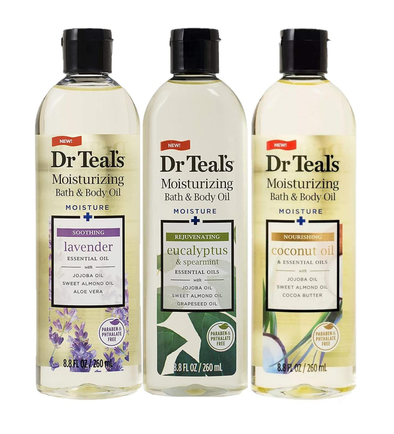 Dr. Teals Mothers Day Bath & Body Oil Set - Lavender, Eucalyptus, Coconut - 3 Pack 8.8oz Ea. - Hydrating Essential Oils for Skin Stress Relief - Buy Online on GoSupps.com