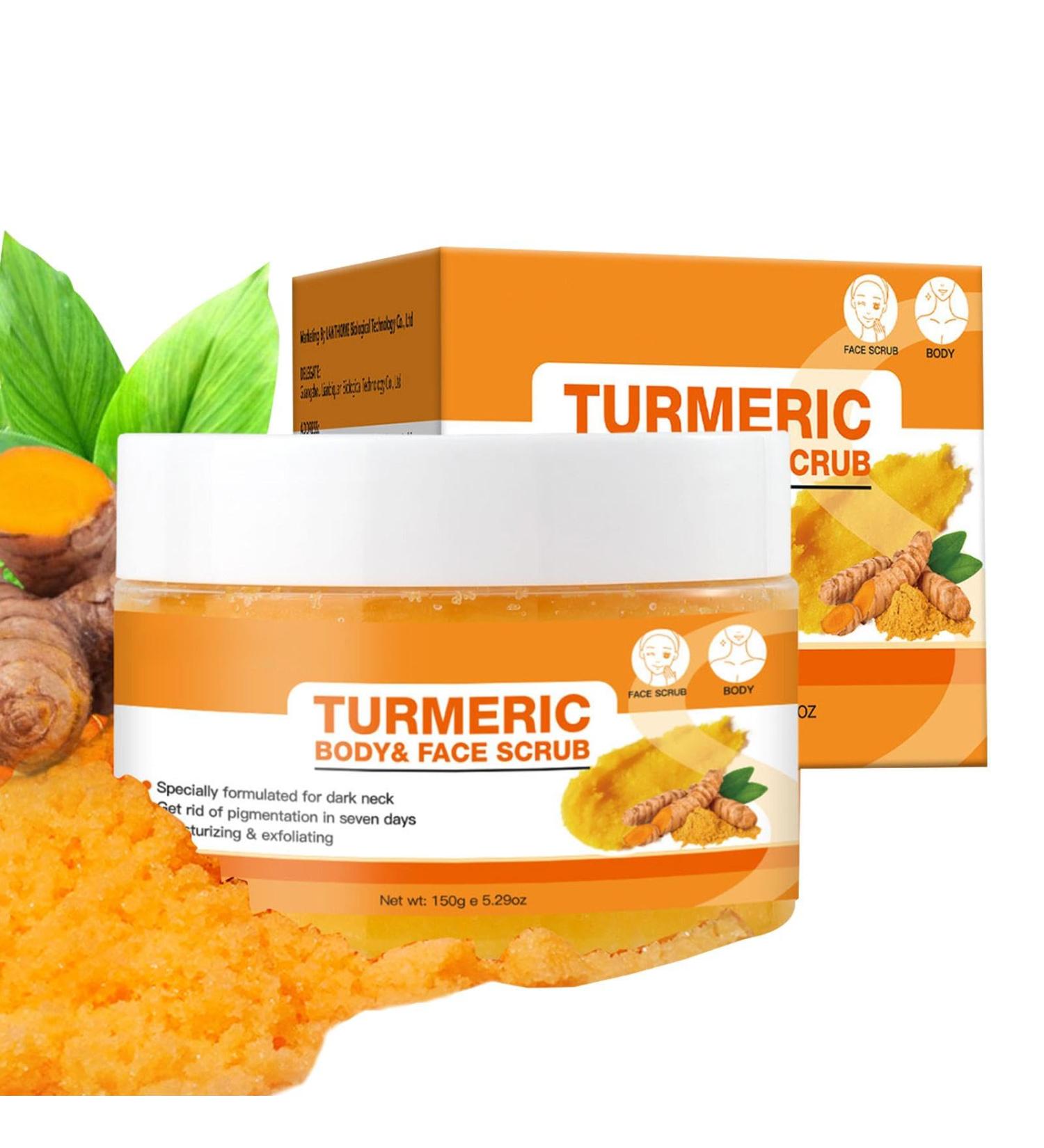 Turmeric Scrub - Turmeric Body Scrub Underarms Scrub Skin Lightening Exfoliator Face and Body Scrub 5.29oz | Deep Cleansing Moisturizing Turmeric Scrub for Dark Inner Thighs Private Area Neck - Buy Online on GoSupps.com