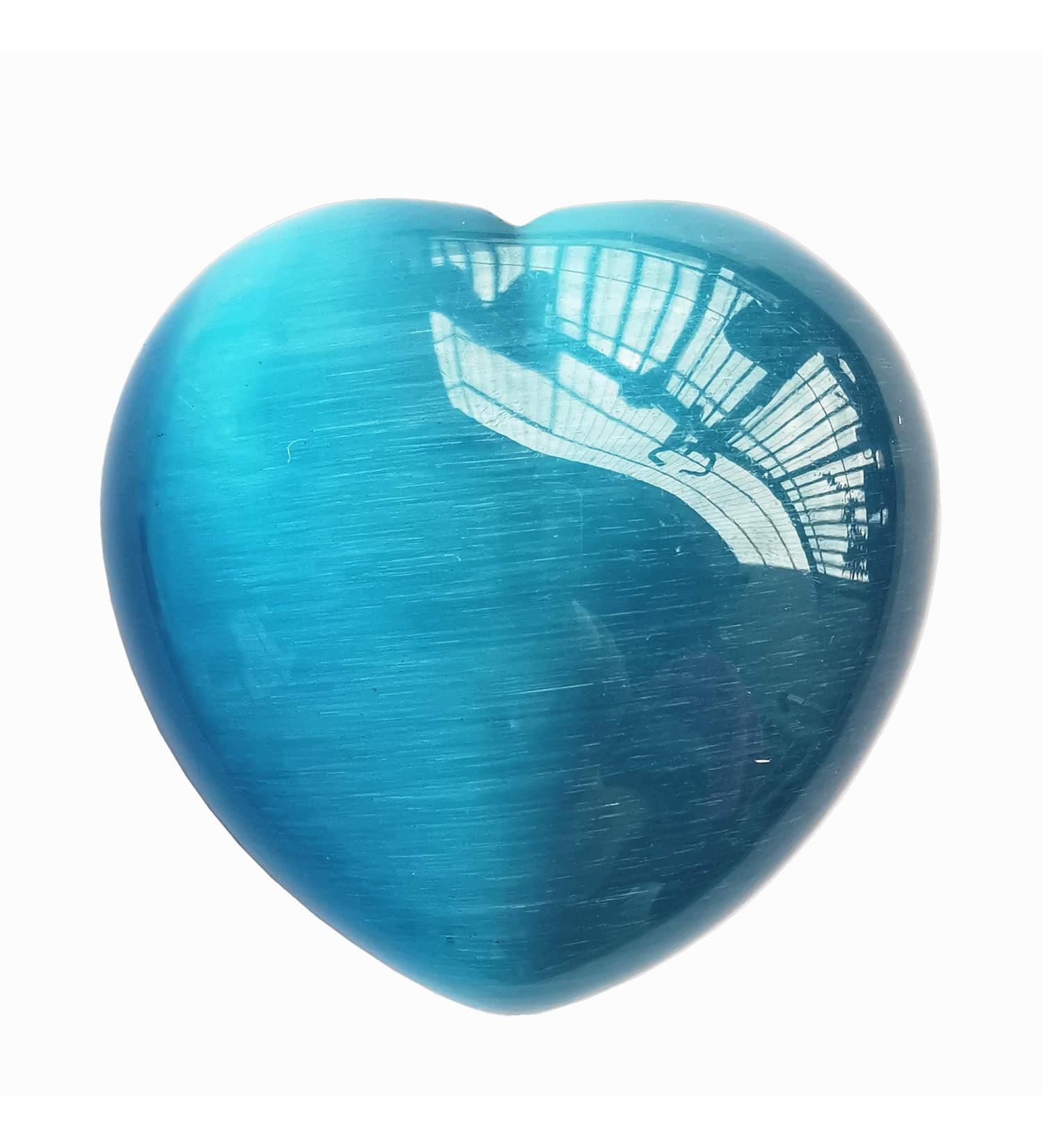 Manekieko Blue Cat's Eye Palm Worry Heart Stone - 40mm Healing Crystals for Love & Calm | International Shipping Available - Buy Online on GoSupps.com