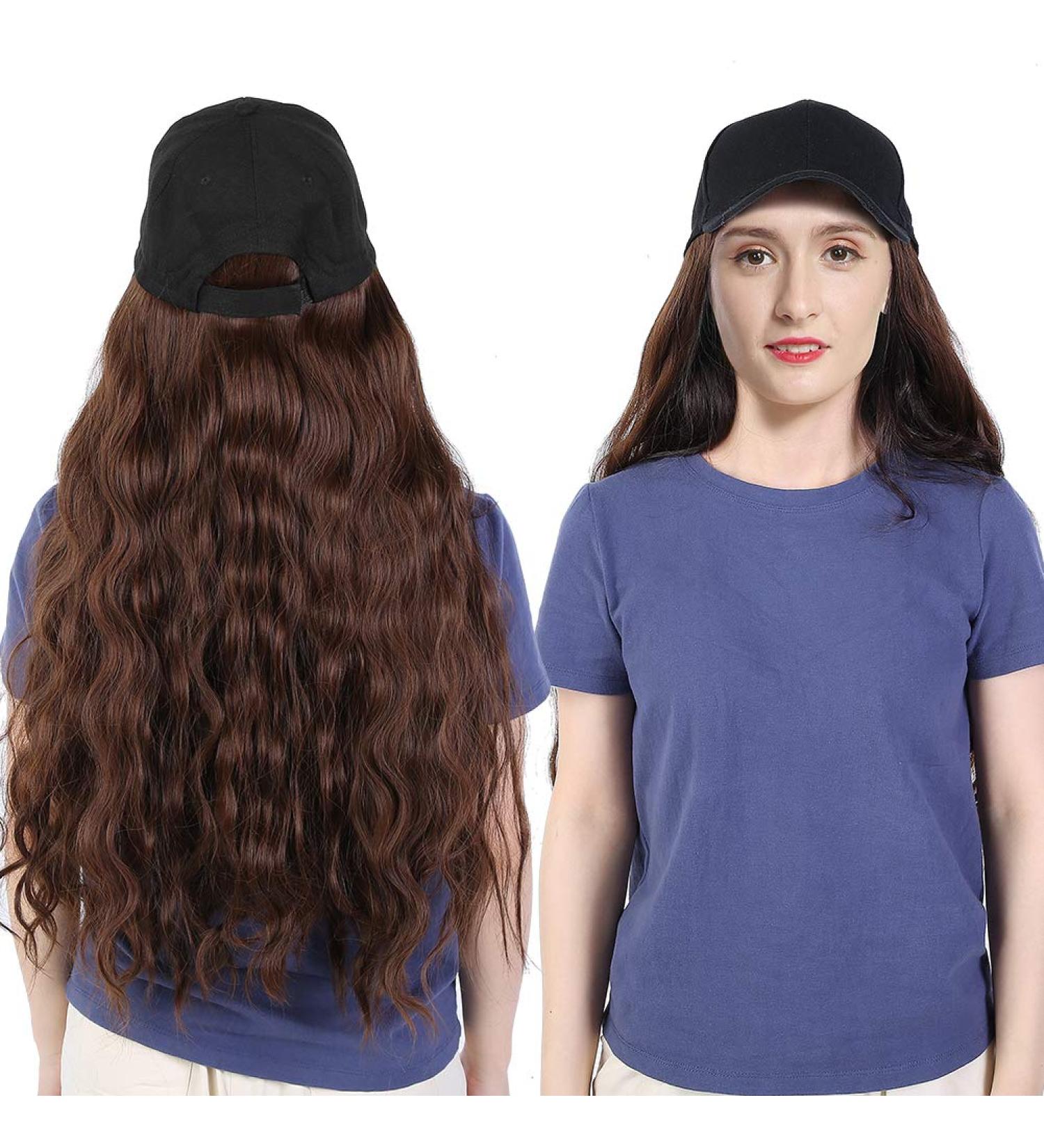 Fashion Women Girl Hat Wig Baseball Hat with Long Wavy Hair in Light Brown for Daily Life Concerts - Buy Online on GoSupps.com