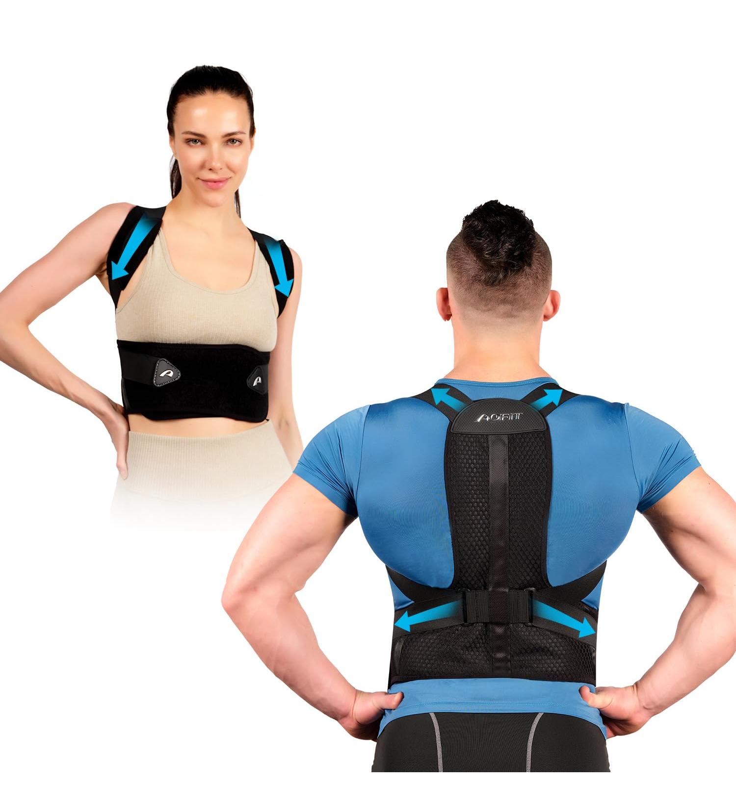 AOFIT L Size Back Brace Posture Corrector - Breathable Adjustable Full Back Straightener for Men & Women | Spine Scoliosis & Hunchback Support - Buy Online on GoSupps.com