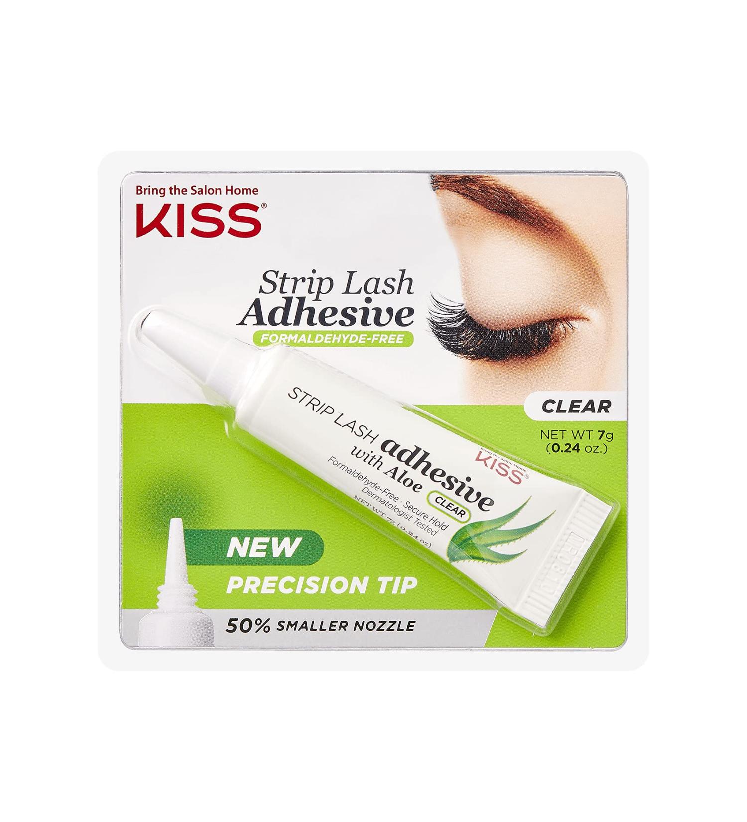 KISS Clear Strip Lash Adhesive with Aloe - Dermatologist Tested, Formaldehyde & Latex Free - Non-Irritant, Contact Lens Friendly - 0.24 Ounce - Buy Online on GoSupps.com
