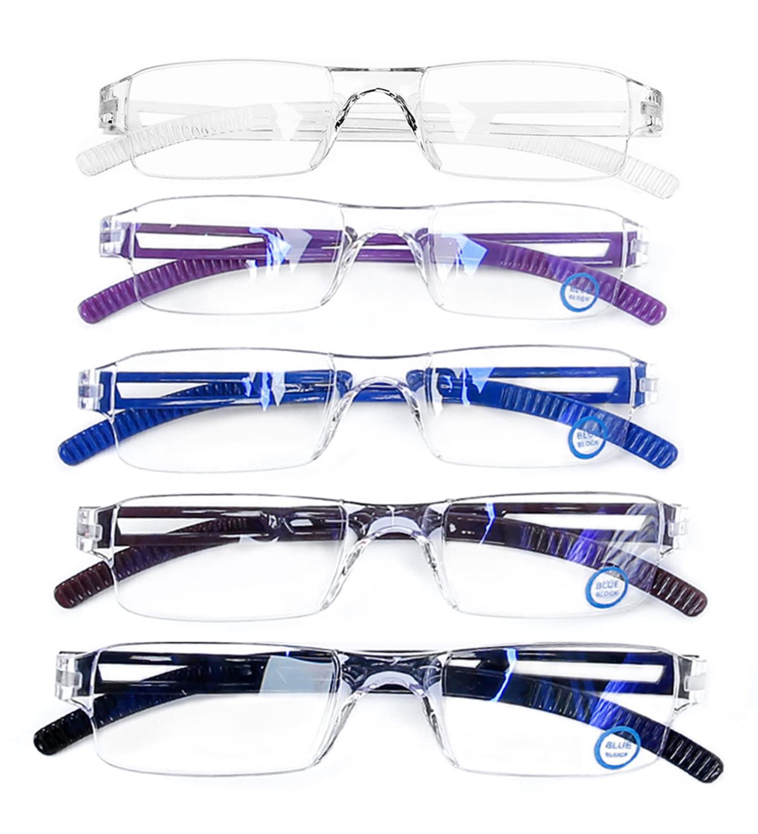 AQWANO Rimless Blue Light Blocking Reading Glasses 5 Pack - Anti Glare Filter, Lightweight Comfort for Women Men - Clear Frames Readers (2.5) - Buy Online on GoSupps.com