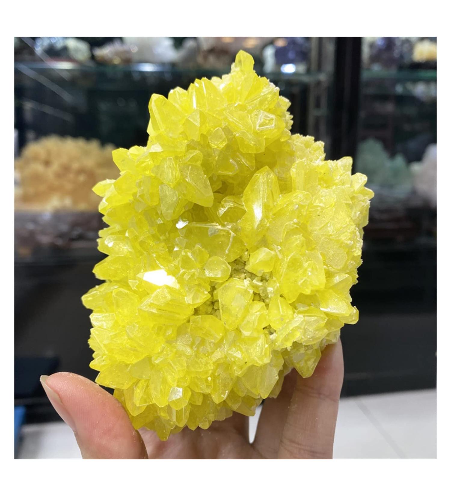 Crystals 1pc Natural Rough Crystal Cluster Raw Rough Yellow Bulk Native Sulfur Solid Rock Sulfur for Home Decoration 10-12CM - Buy Online on GoSupps.com