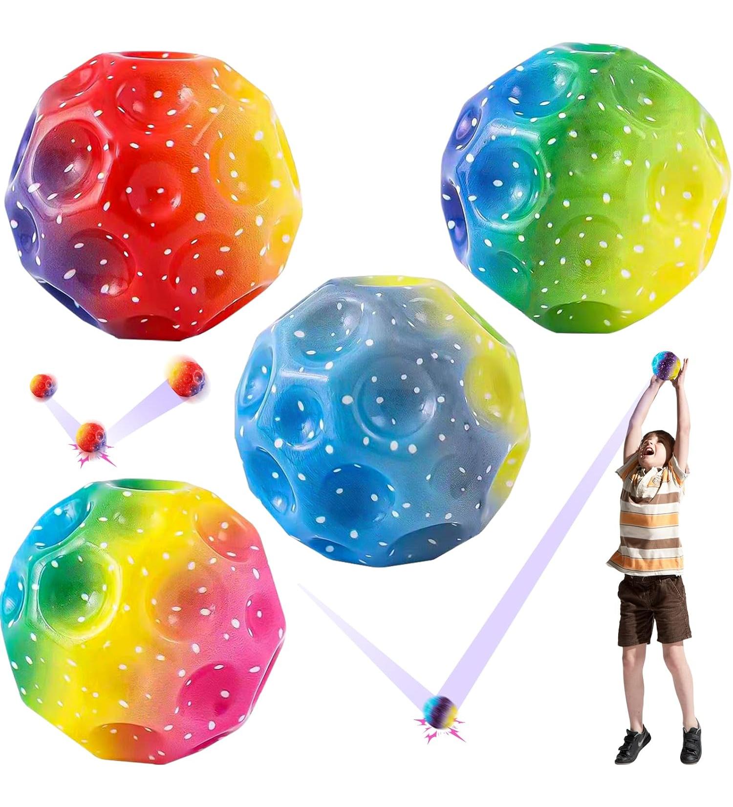 LOVICVKEM Jump Ball 7 cm Jumps Rubber Ball Moon Space Super High Bouncing Bounciest Light Weight Foam - Pack Of 4 - Buy Online on GoSupps.com