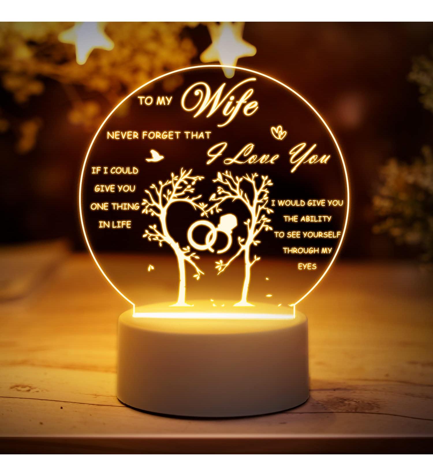 Romantic Night Light - Engraved Valentines Gift for Wife | Valentines Day, Birthday, Wedding - Buy Online on GoSupps.com