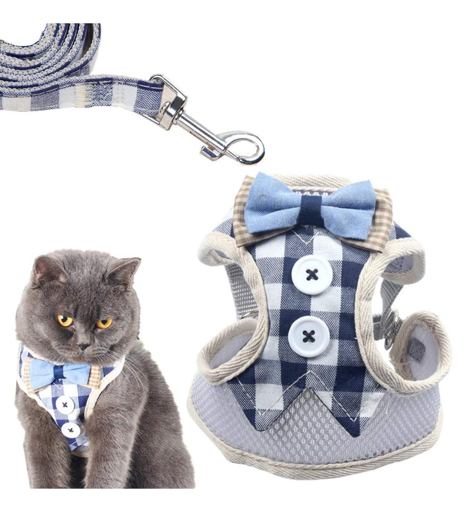 Escape-Proof Cat Kitten Harness with Leash Set Adjustable Soft Kittens Vest Walking Jacket Leash for Cats and Dogs (S) - Buy Online on GoSupps.com