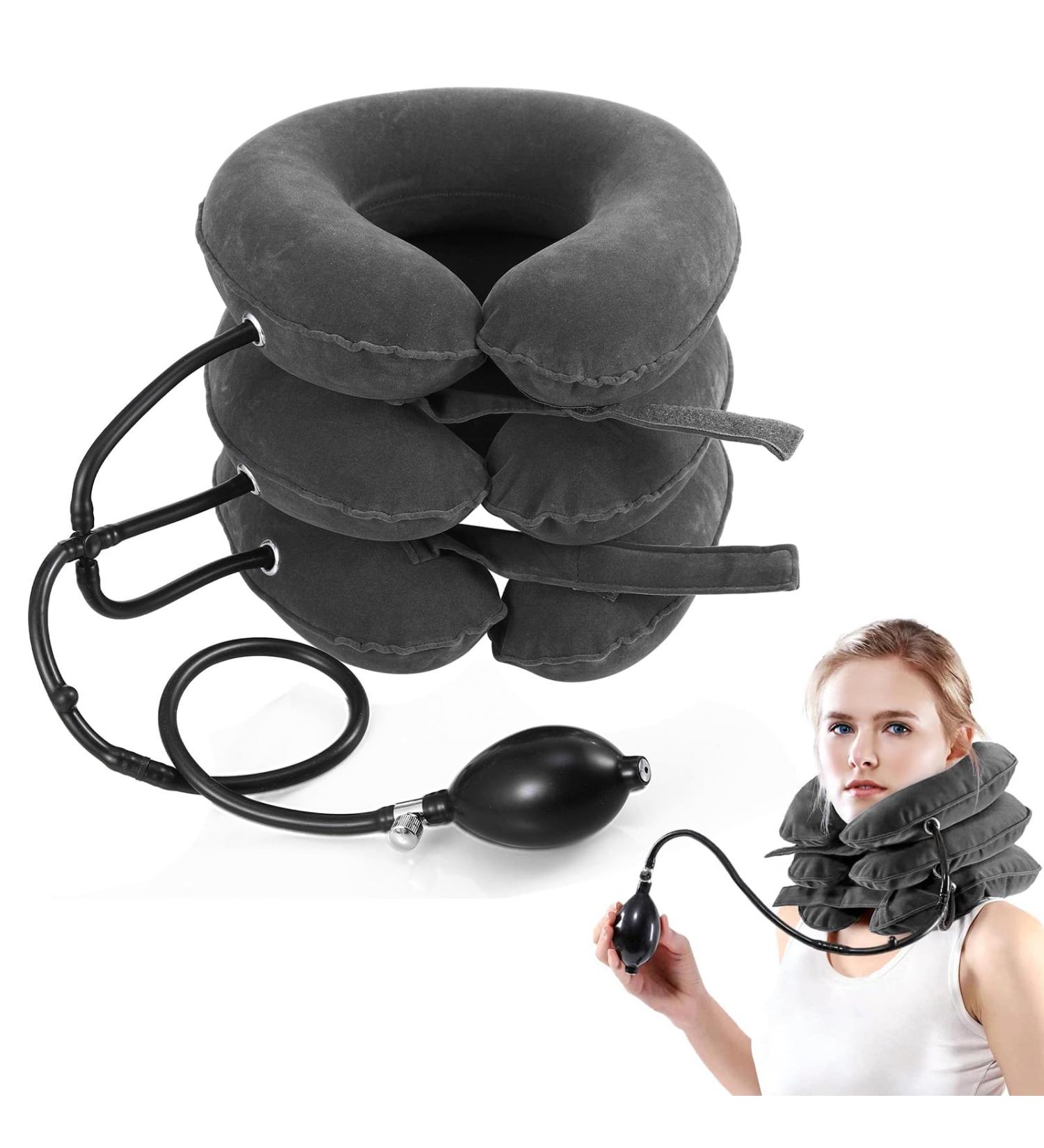 Cervical Traction Device Adjustable Inflatable Neck Brace with Removable Air Pump Neck Stretcher for Instant Pain Relief - Buy Online on GoSupps.com
