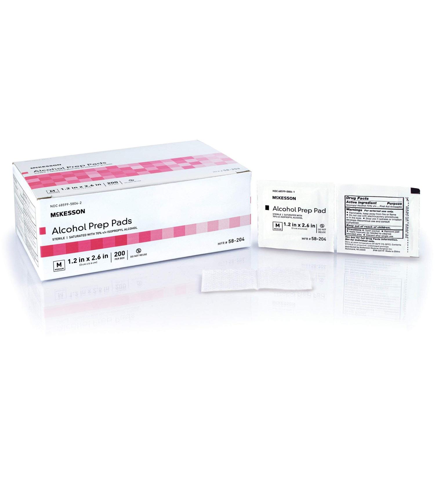 Alcohol Prep Pad McKesson Isopropyl Alcohol 70% Individual Packet Medium Sterile