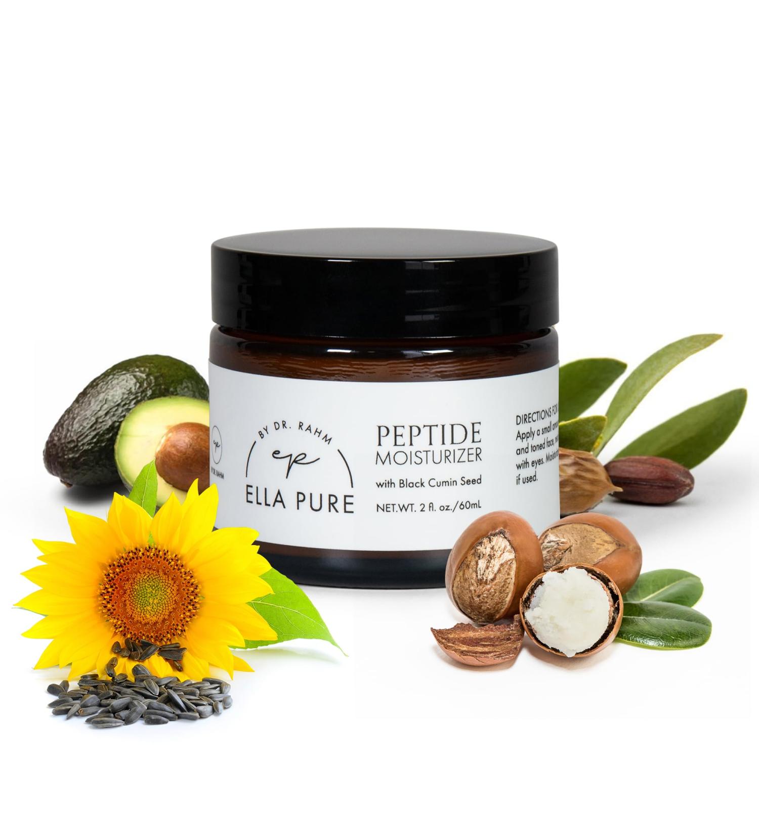 ELLA PURE Peptide Face Moisturizer with Collagen Peptides & Natural Oils - Hydrating Cream with Vitamin B5 Aloe Vera & Organic Botanicals for Daily Skin Care - Nourishing Formula for All Skin Types - Buy Online on GoSupps.com